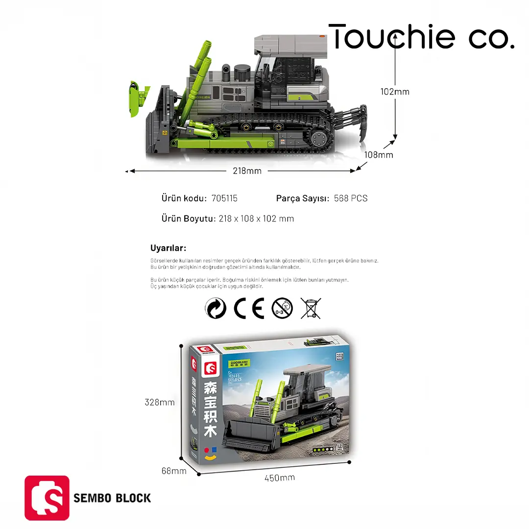 Zoomlion Lisanslı Buldozer 568 Parça - Sembo Block | Lego Uyumlu