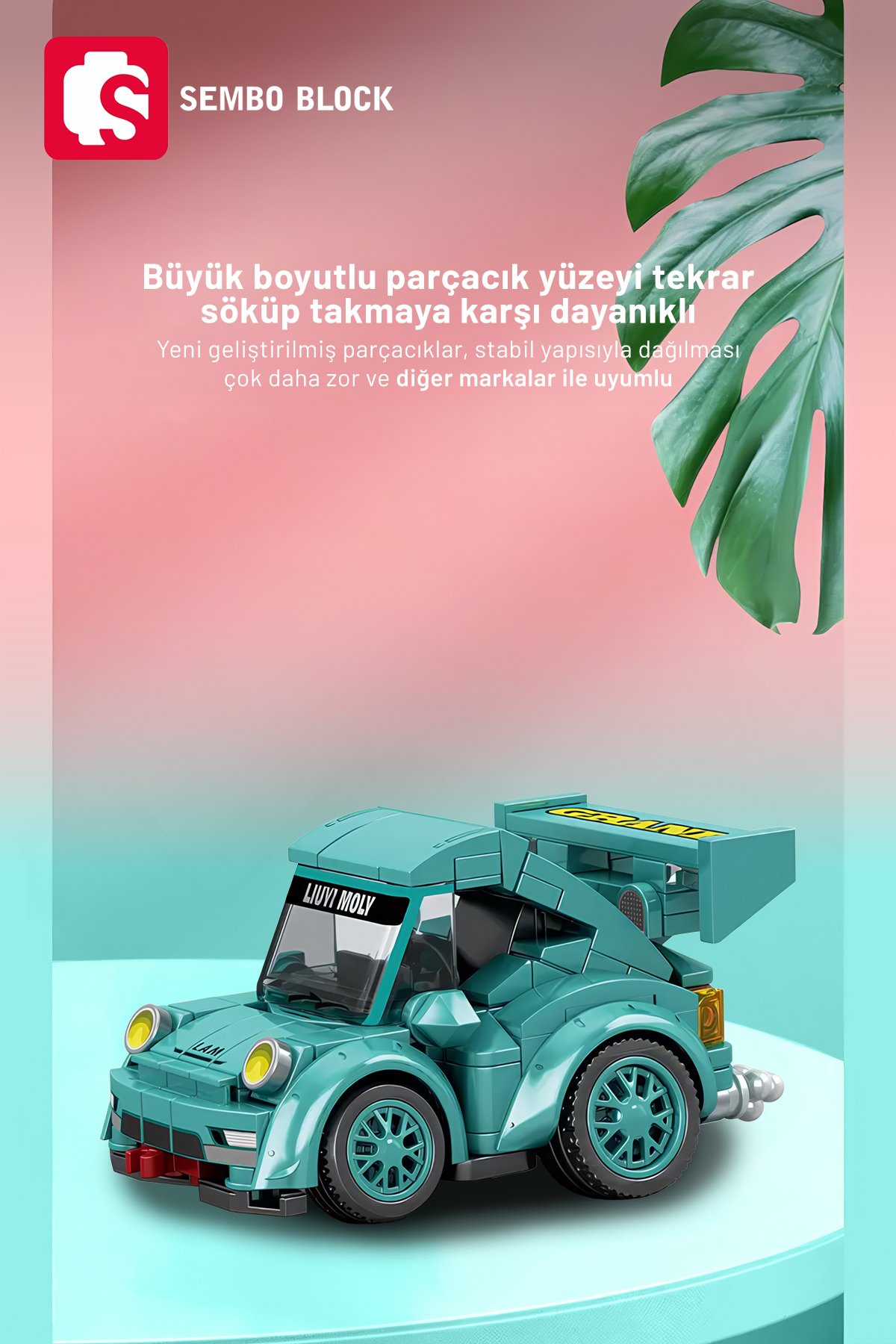 Mini Cars Yeşil yarış arabası 197 Parça yapı blokları Lego ile uyumlu (714505A)