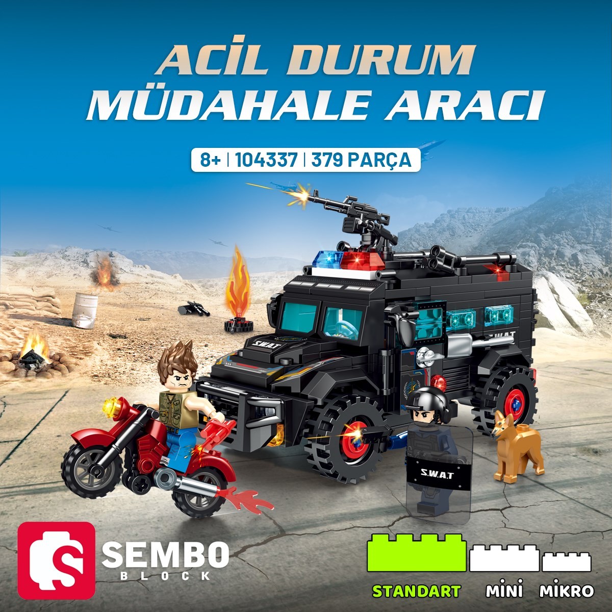 Sembo Block Acil Durum Müdahale Aracı Yapı Bloğu Seti – 379 Parça