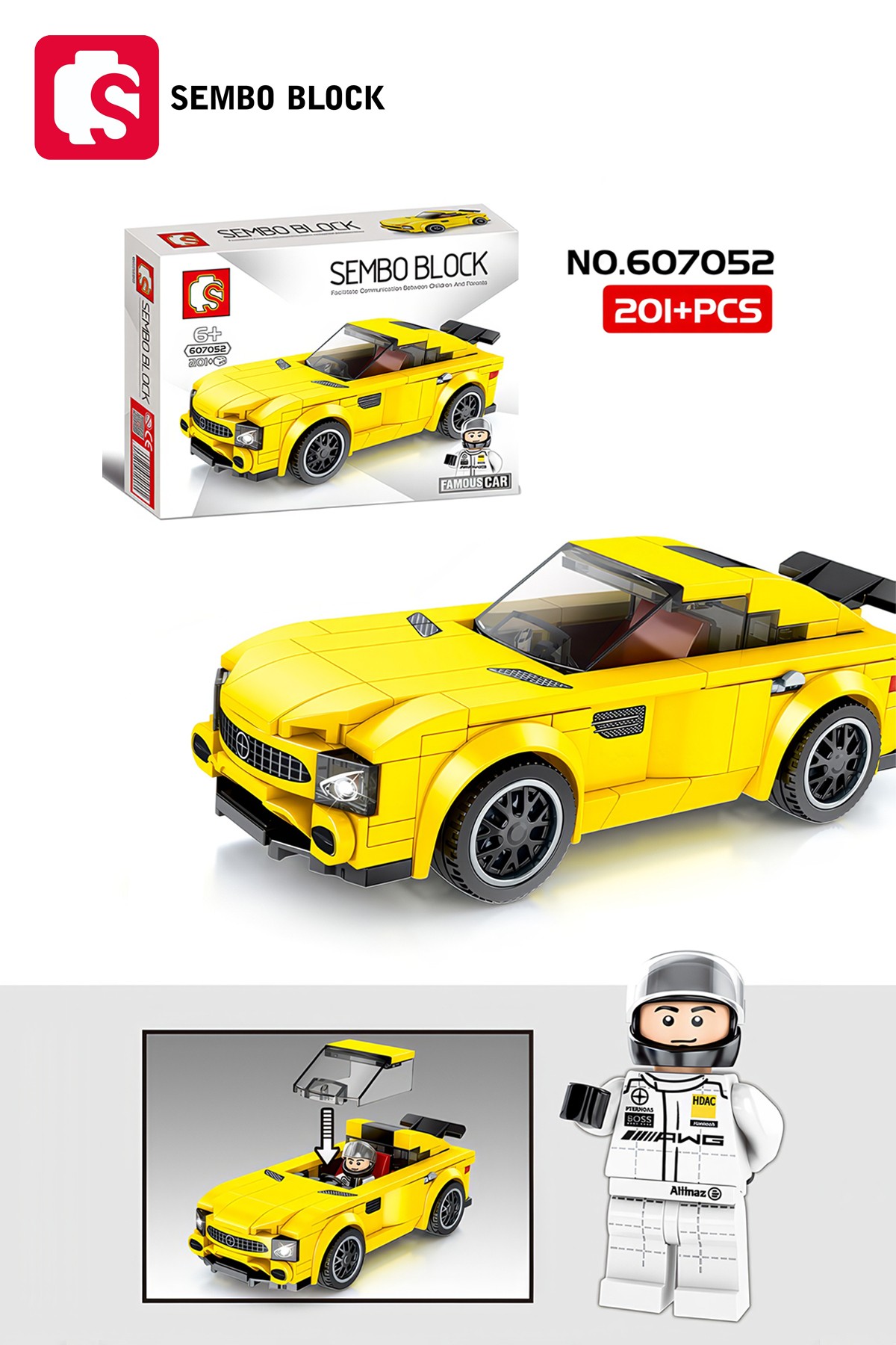 Mercedes-Benz GT-S 201 Parça yapı blokları Lego ile uyumlu (607052)