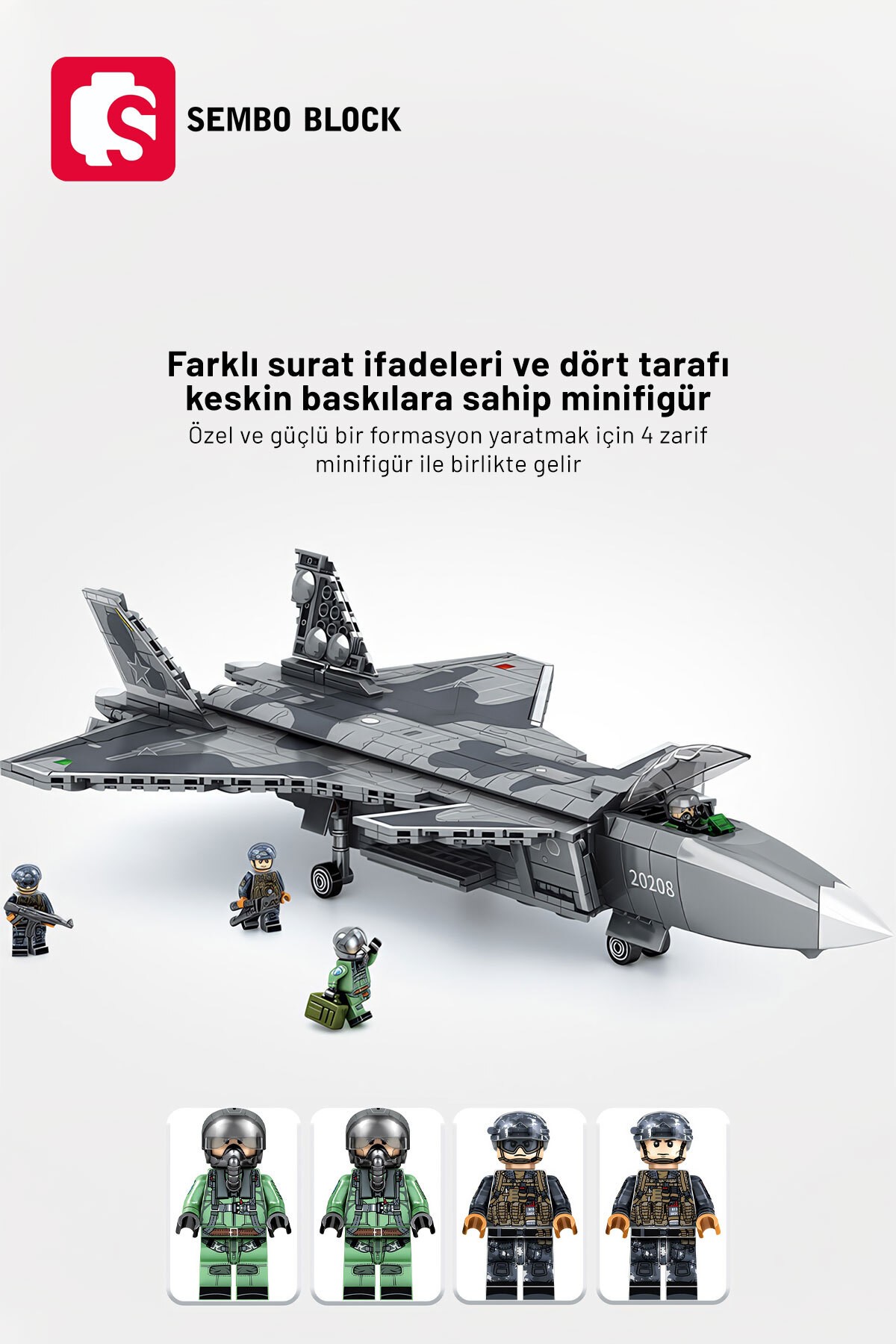 J-20 Hayalet Savaş Uçağı 775 Parça Yapı Blokları Lego ile uyumlu (201128)