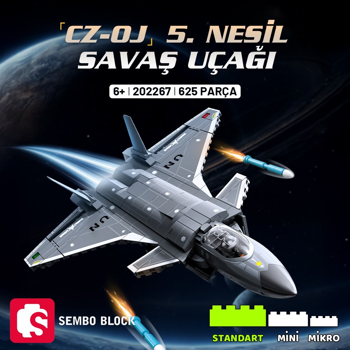 Sembo Block CZ-0J 5. Nesil Savaş Uçağı Yapı Bloğu Seti