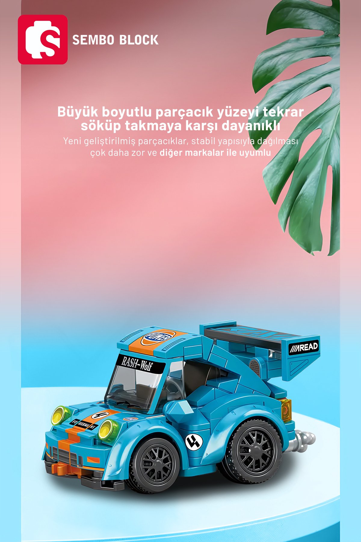 Mini Cars Mavi yarış arabası 197 Parça yapı blokları Lego ile uyumlu (714502A)