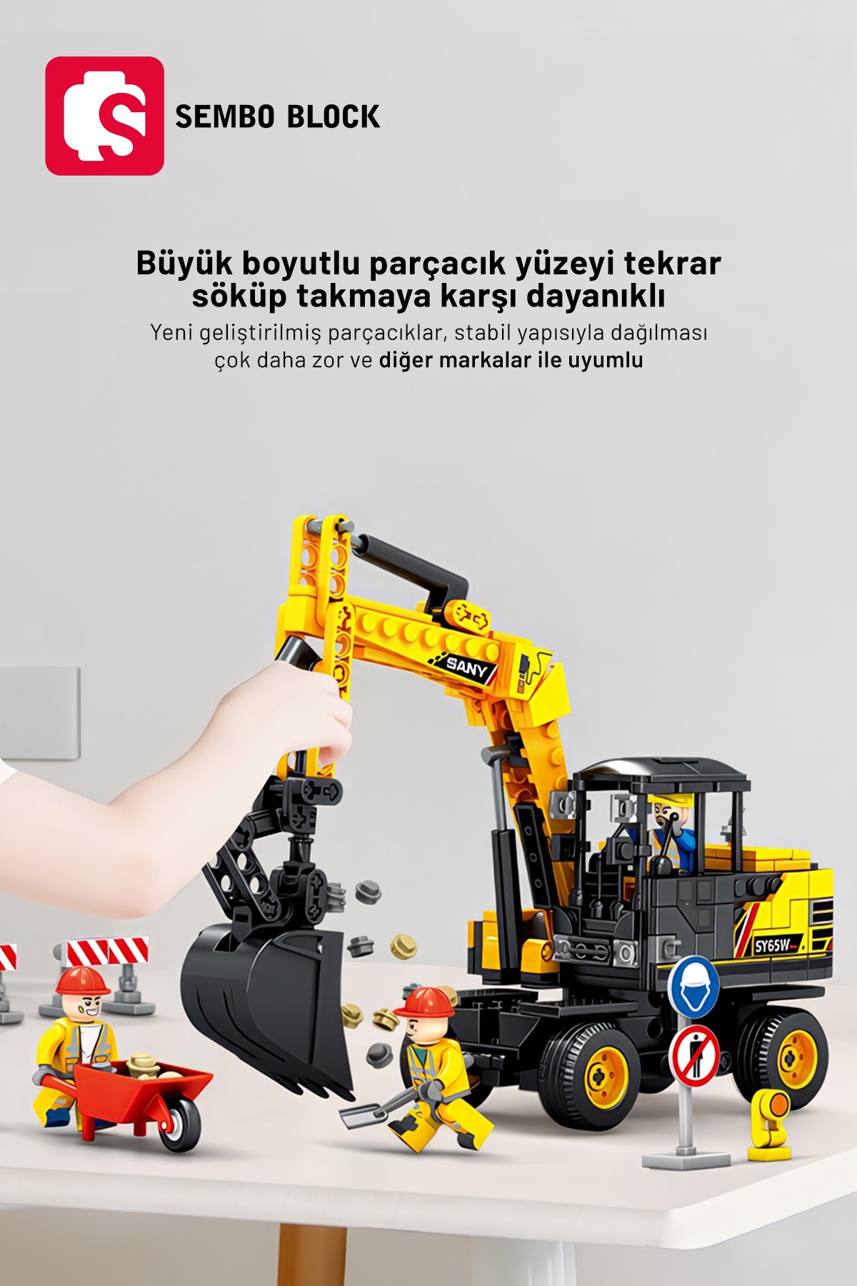 Sany Lisanslı SY65WPro Ekskavatör 453 Parça yapı blokları Lego ile uyumlu (712018)