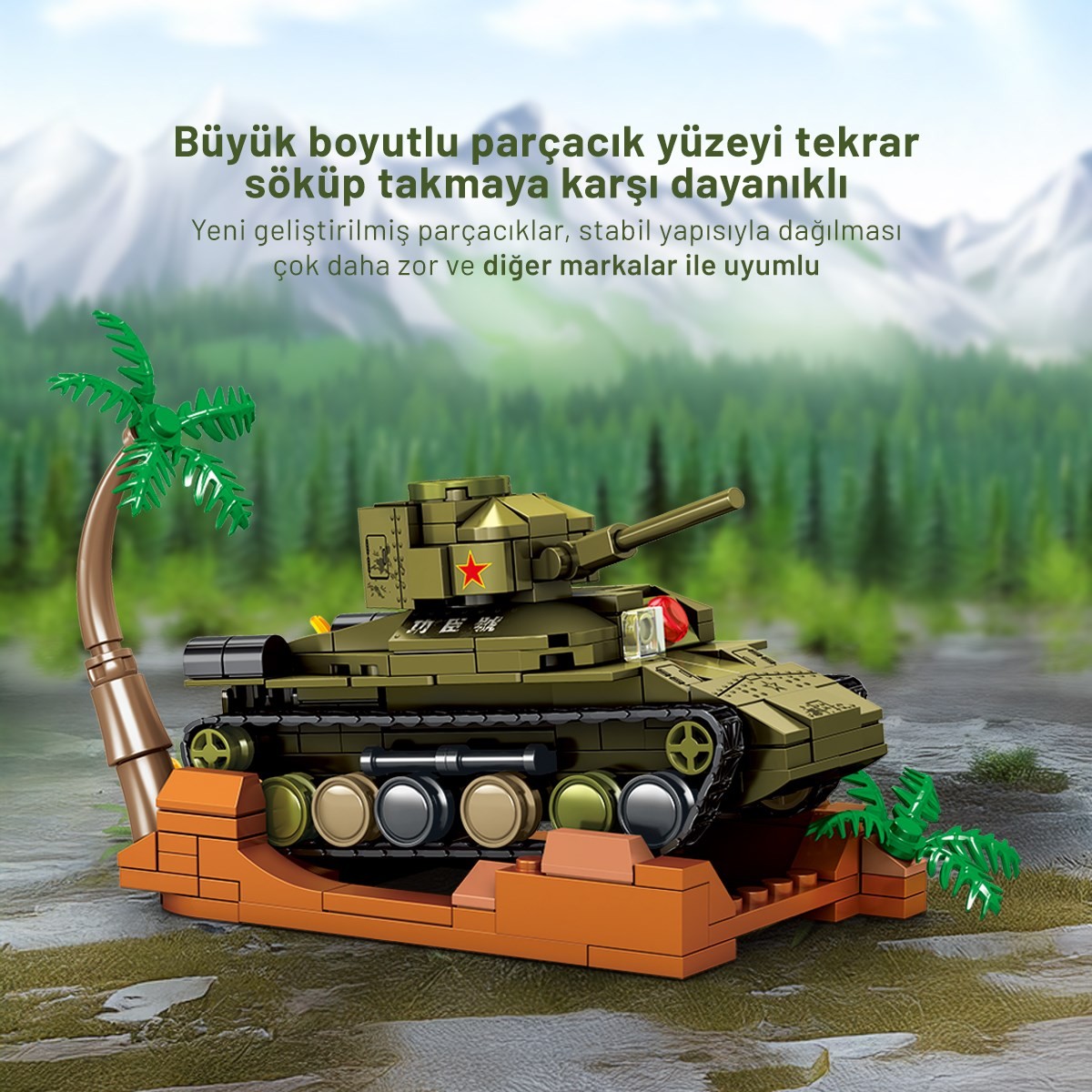 Sembo Block Type 97 Chi-Ha Muharebe Tankı Yapı Bloğu Seti 243 Parça