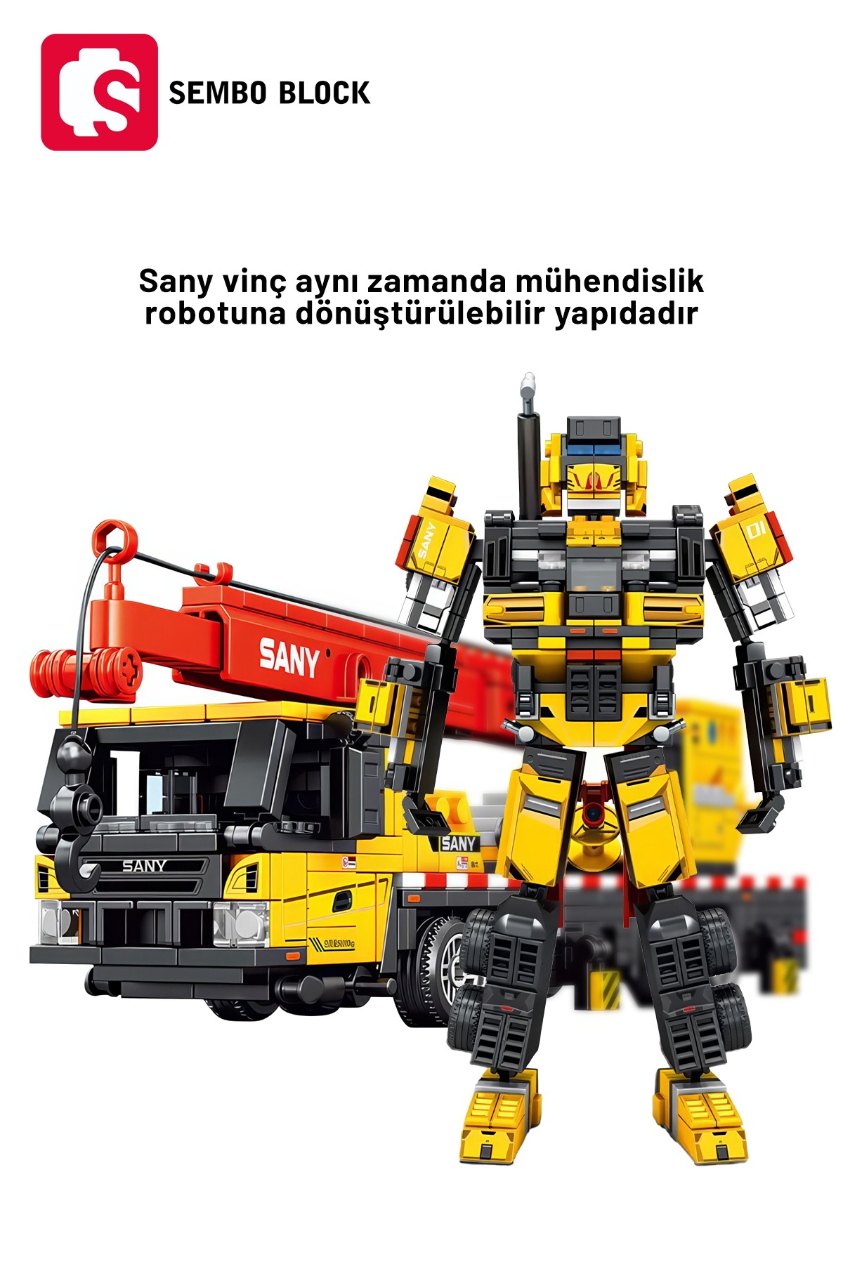 Sany Lisanslı Vinç 896 Parça yapı blokları Lego ile uyumlu (712036)