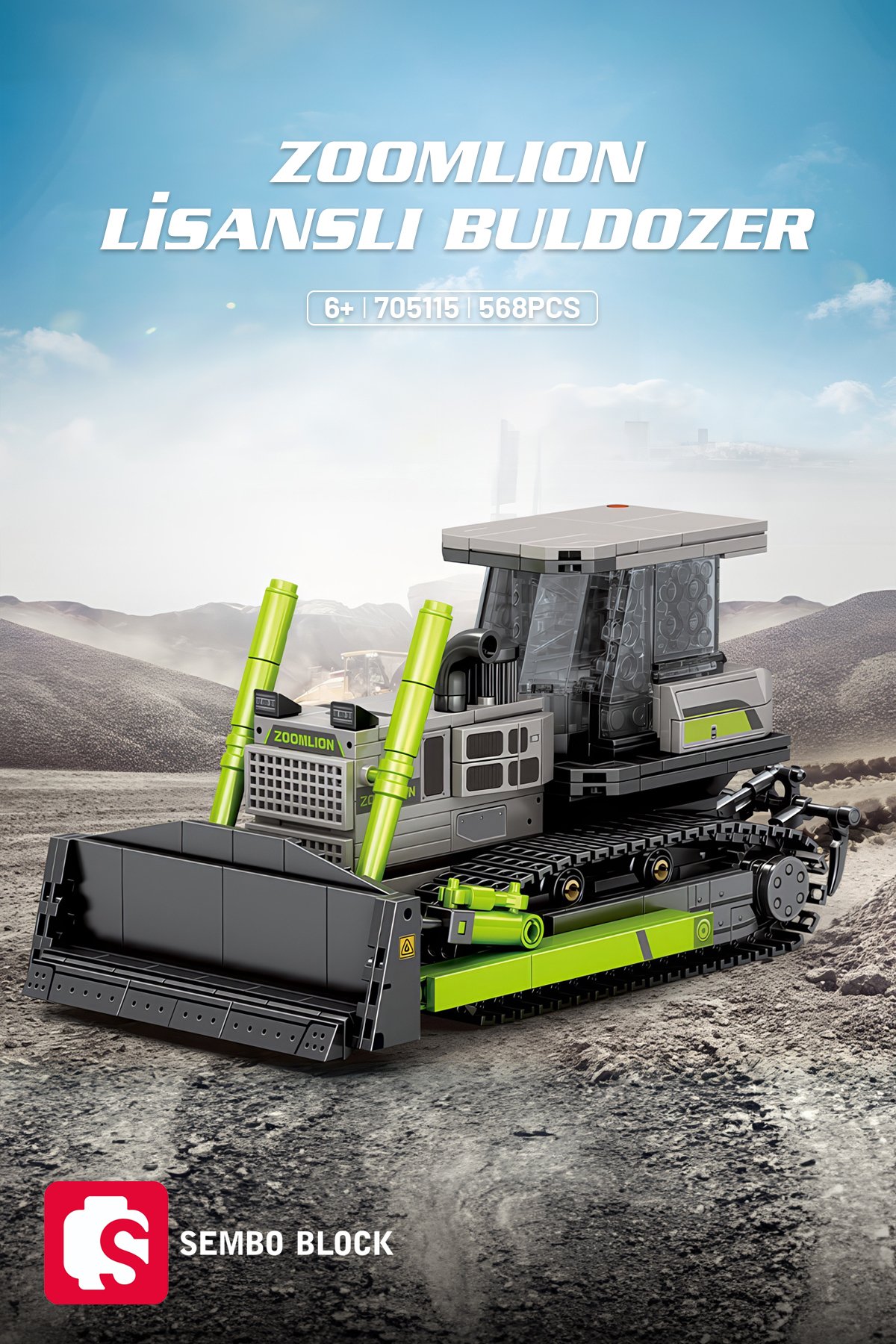 Zoomlion Lisanslı Buldozer 568 Parça yapı blokları Lego ile uyumlu (705115)