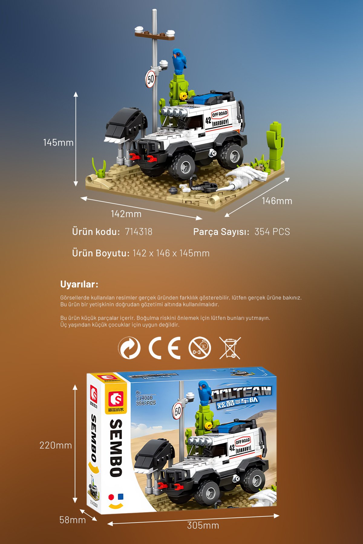 Cool Convoy Desert Off-Road 354 Parça yapı blokları Lego ile uyumlu (714318)