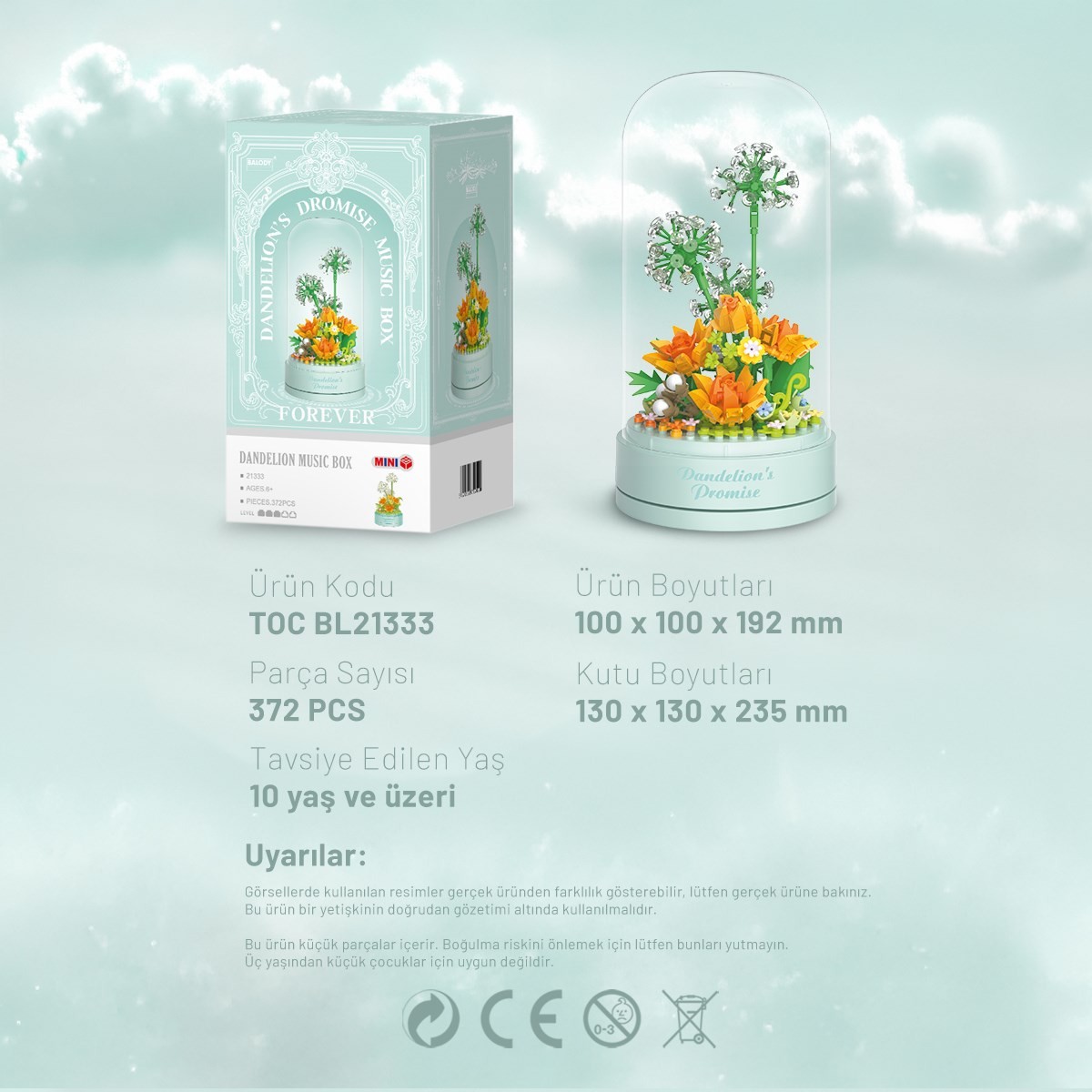 Balody Dandelion’s Promise Müzik Kutusu Yapı Bloğu Seti – 372 Parça
