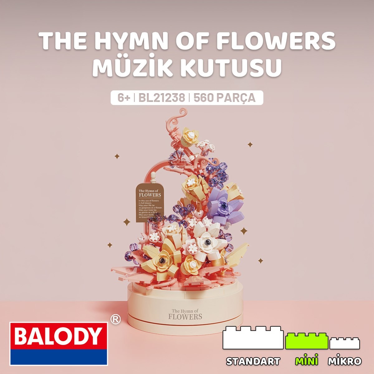 Balody The Hymn of Flowers Müzik Kutusu (BL21238) – Mini Blok Yapı Oyuncakları Seti
