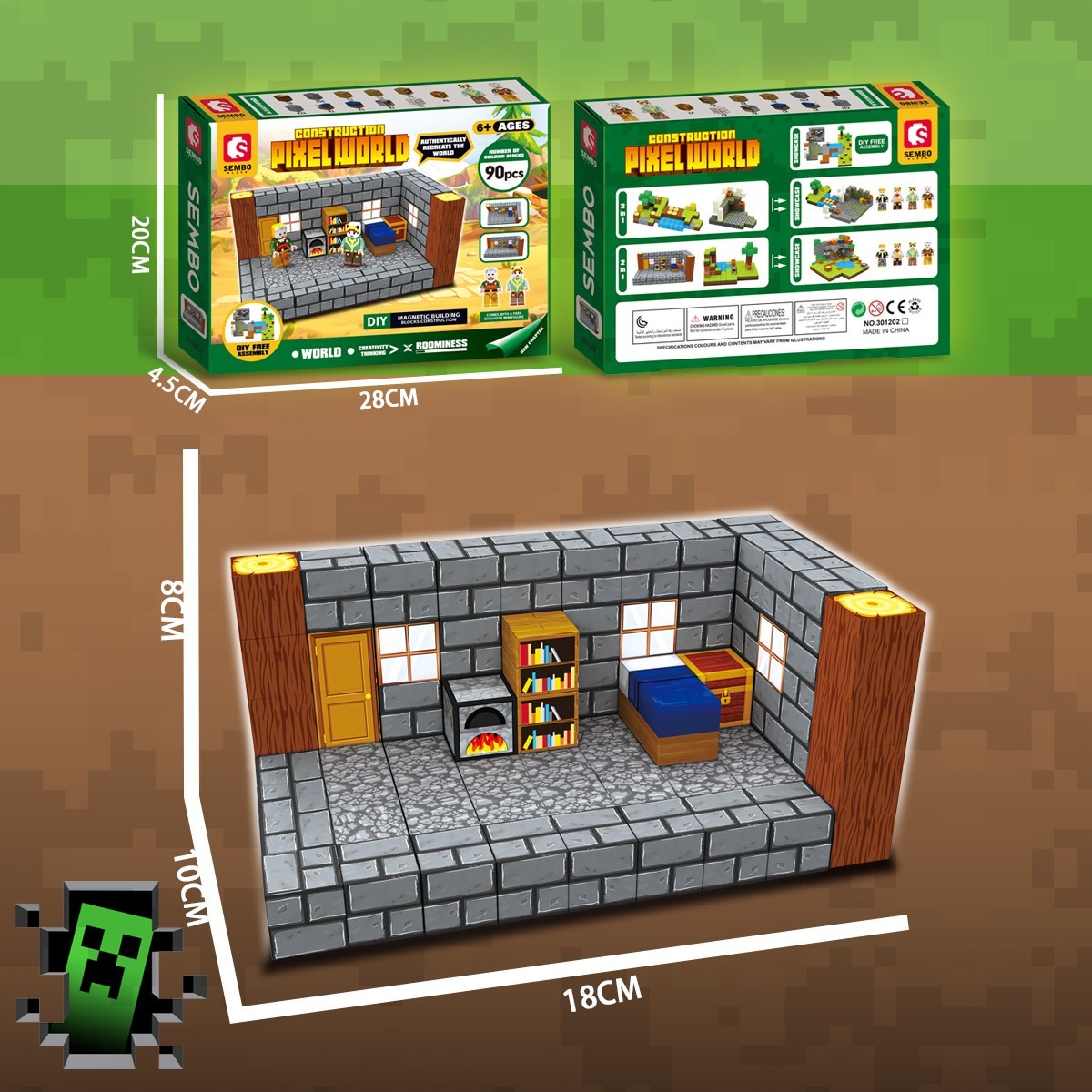 Sembo Block PixelWorld Serüven Manyetik Mıknatıslı Yapı Bloğu Seti 90 Parça