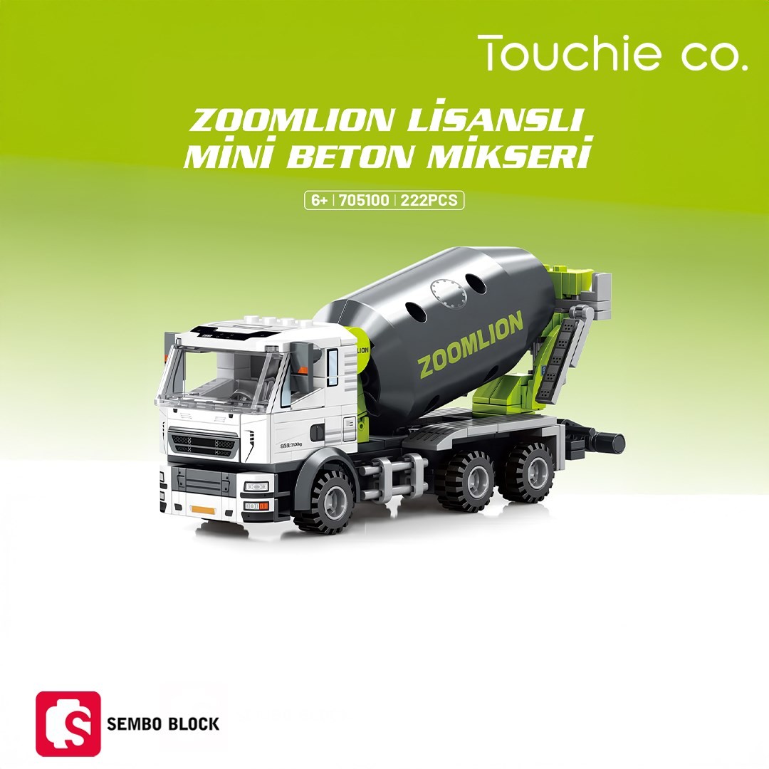 Sembo Block Zoomlion Lisanslı Mini Beton Mikseri 222 Parça Yapı Blokları LEGO ile Uyumlu (705100)
