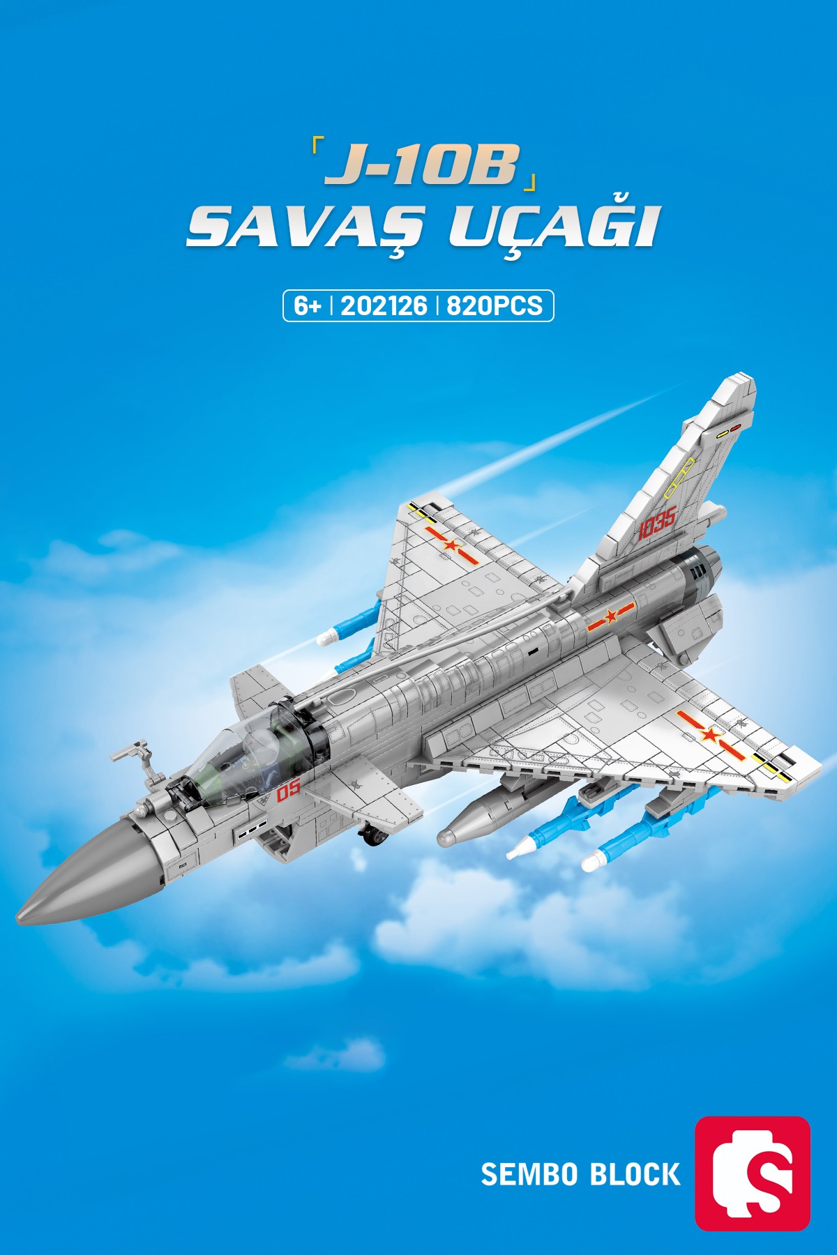 J-10B Savaş Uçağı 820 Parça yapı blokları Legoile uyumlu (201126)