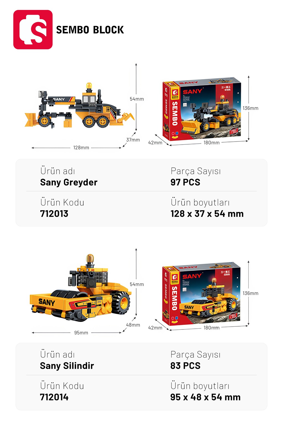 Sany Lisanslı 6'sı 1 Arada mühendislik robotu 583 parça yapı blokları Lego ile uyumlu (712009-712014)