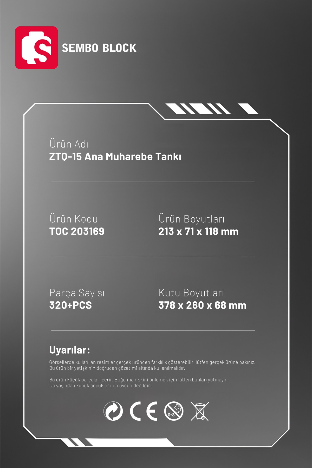 ZTQ-15 Ana Muharebe Tankı 320 Parça yapı blokları Lego ile uyumlu (203169)