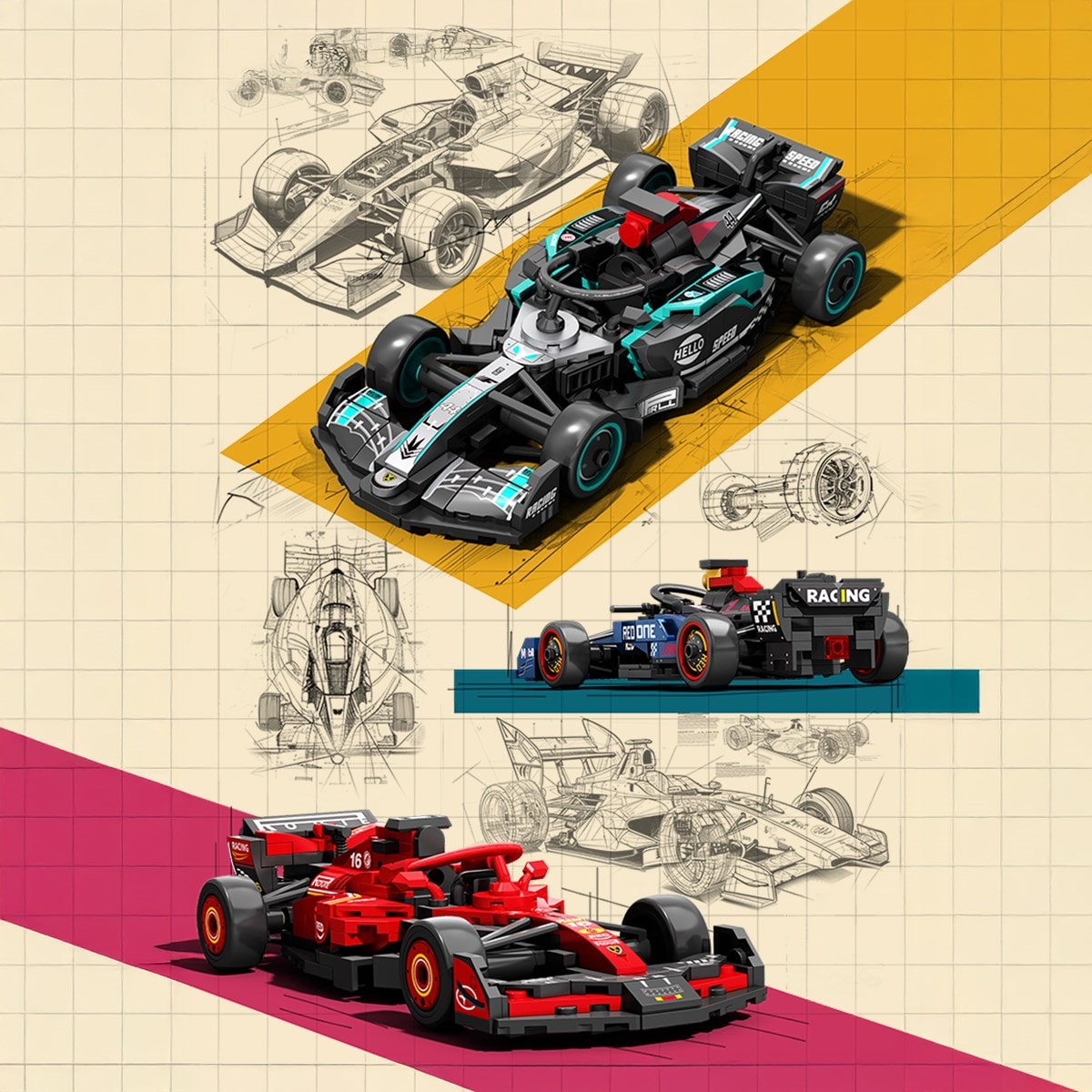 Sembo Block Formula 1 Serisi Mavi Takım Yapı Bloğu Seti – 261 Parça