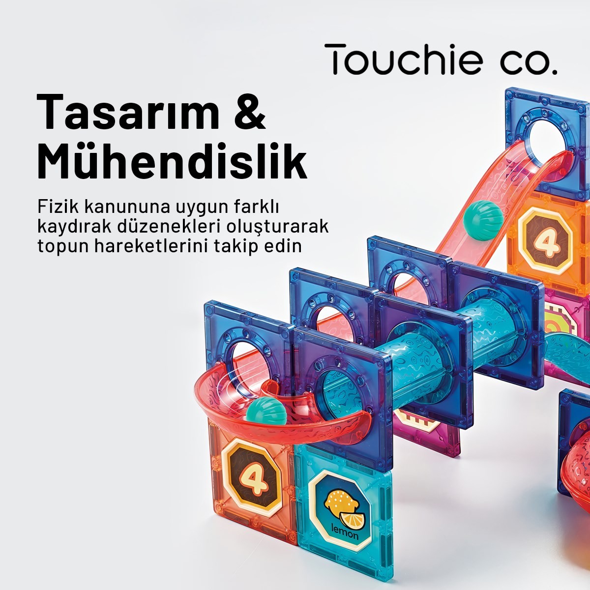 Magnetic Tiles Renkli Manyetik Bloklar – 50 Parça Yapı Bloğu Seti