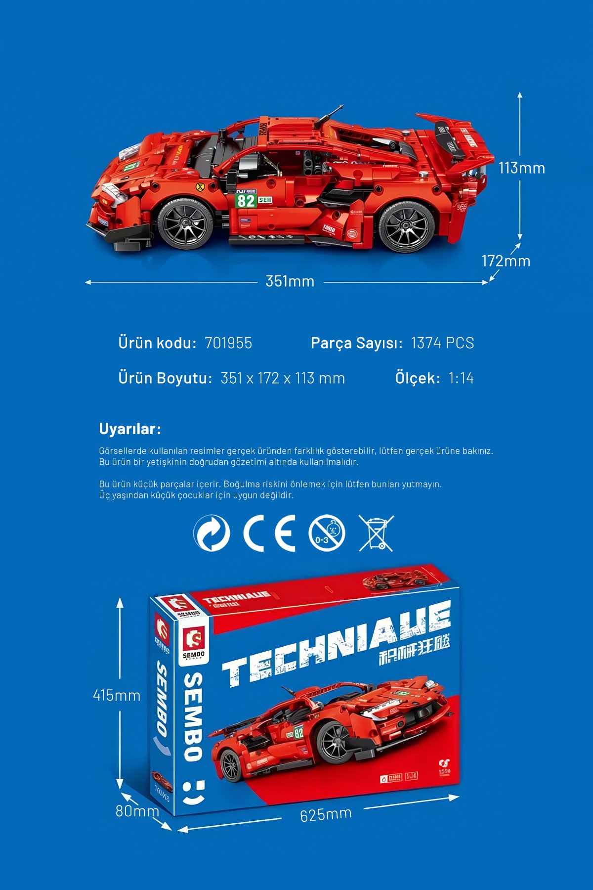 Blazing Charger Araba 1:14 1374 Parça yapı blokları Lego ile uyumlu (701955)