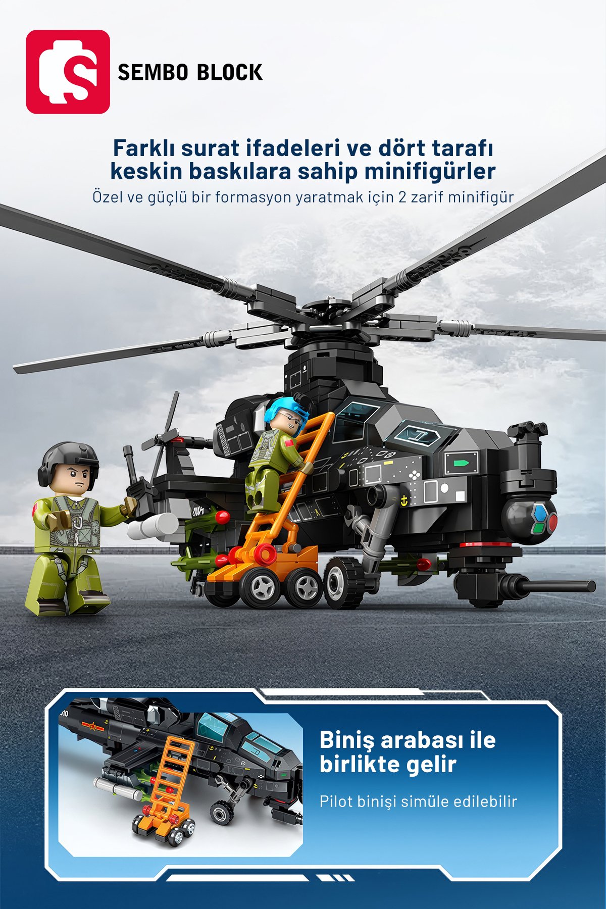 Wuzhi-10 Saldırı Helikopteri 732 Parça yapı blokları Lego ile uyumlu (202230)