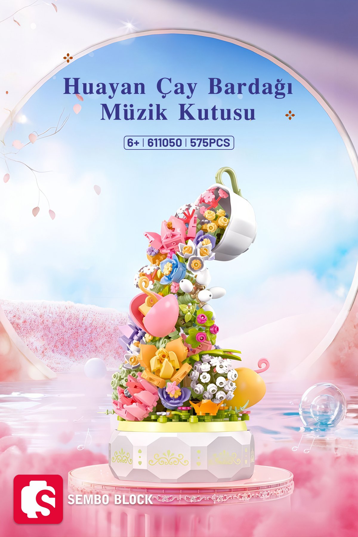 Huayan Cayı Muzikli Florist seti 575 Parça yapı blokları Lego ile uyumlu (611050)