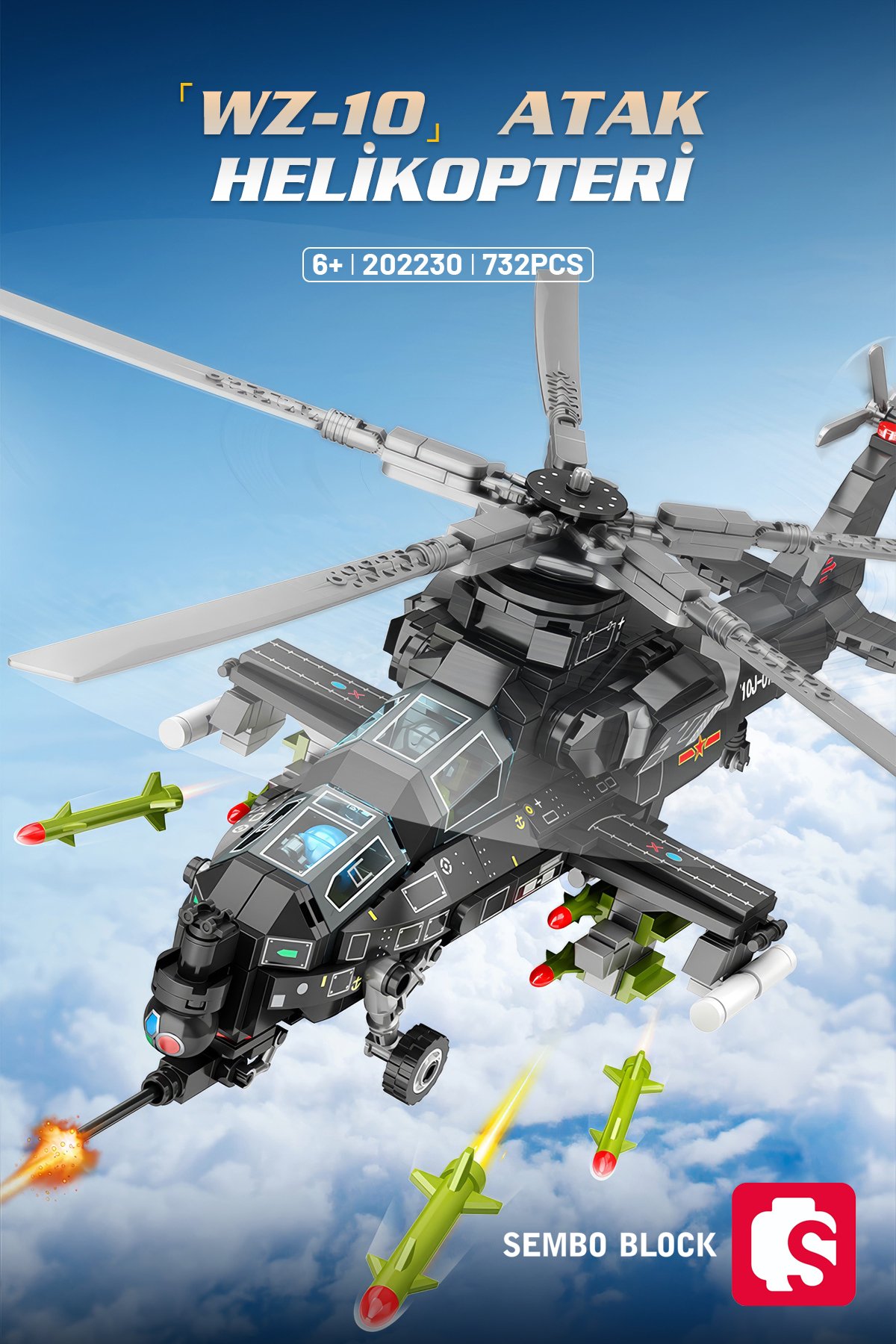 Wuzhi-10 Saldırı Helikopteri 732 Parça yapı blokları Lego ile uyumlu (202230)