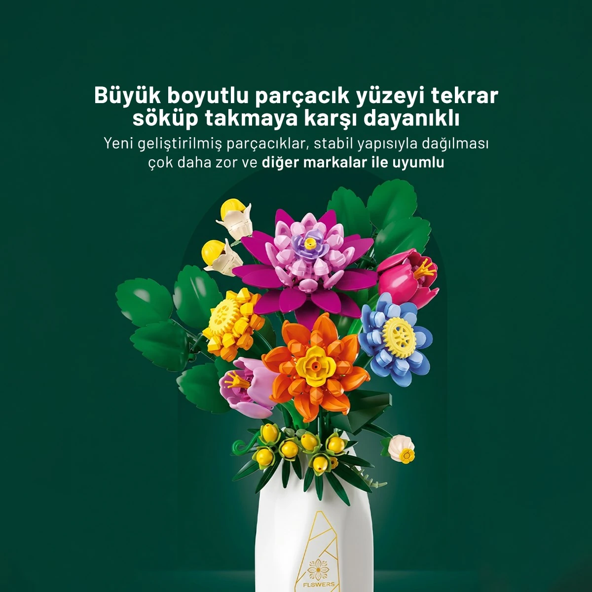 Sembo Block | Dahlia Blossom Vazolu Çiçekler Yapı Bloğu Seti 409