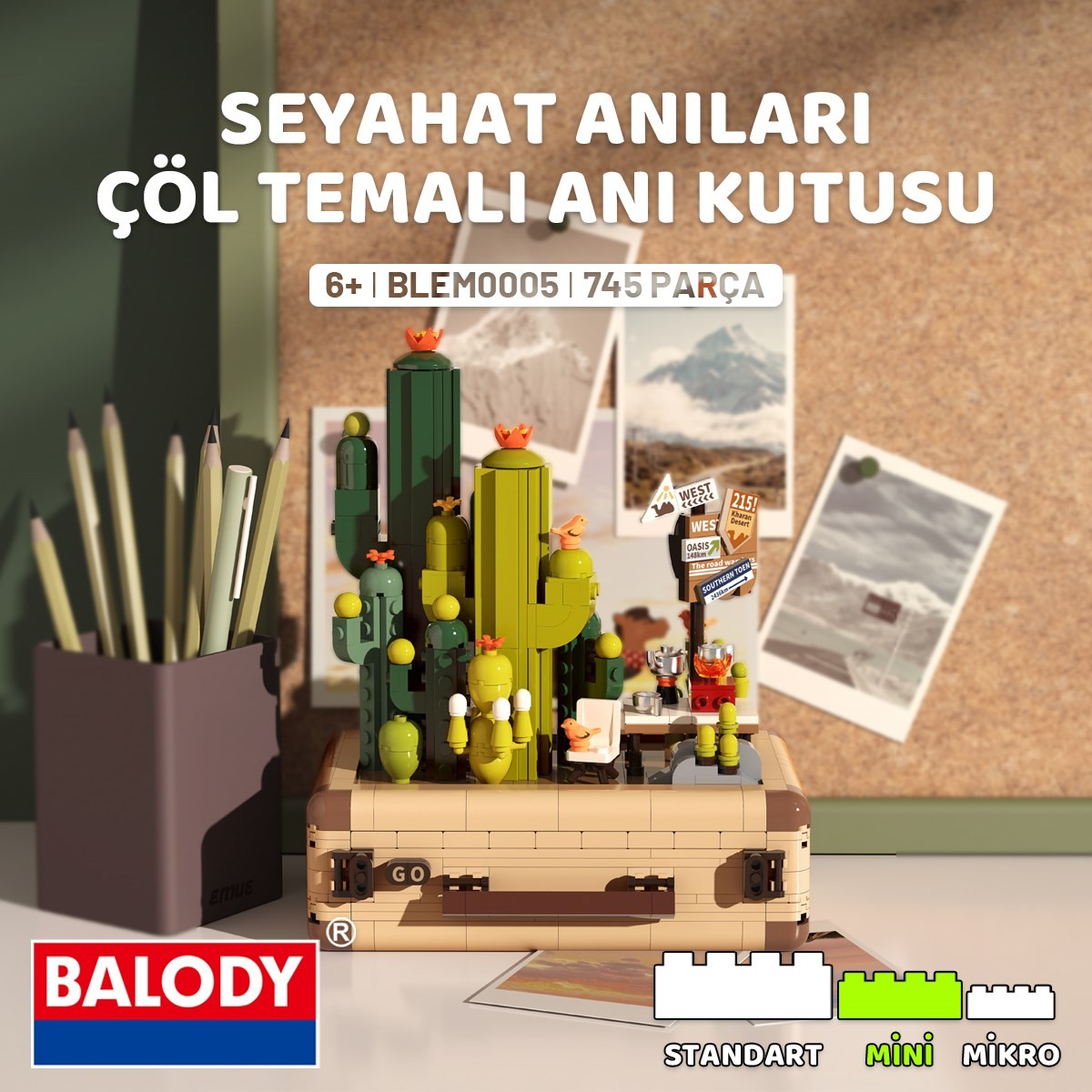 Balody Seyahat Anıları Çöl Temalı Anı Kutusu – Yapı Bloğu Seti 745 Parça