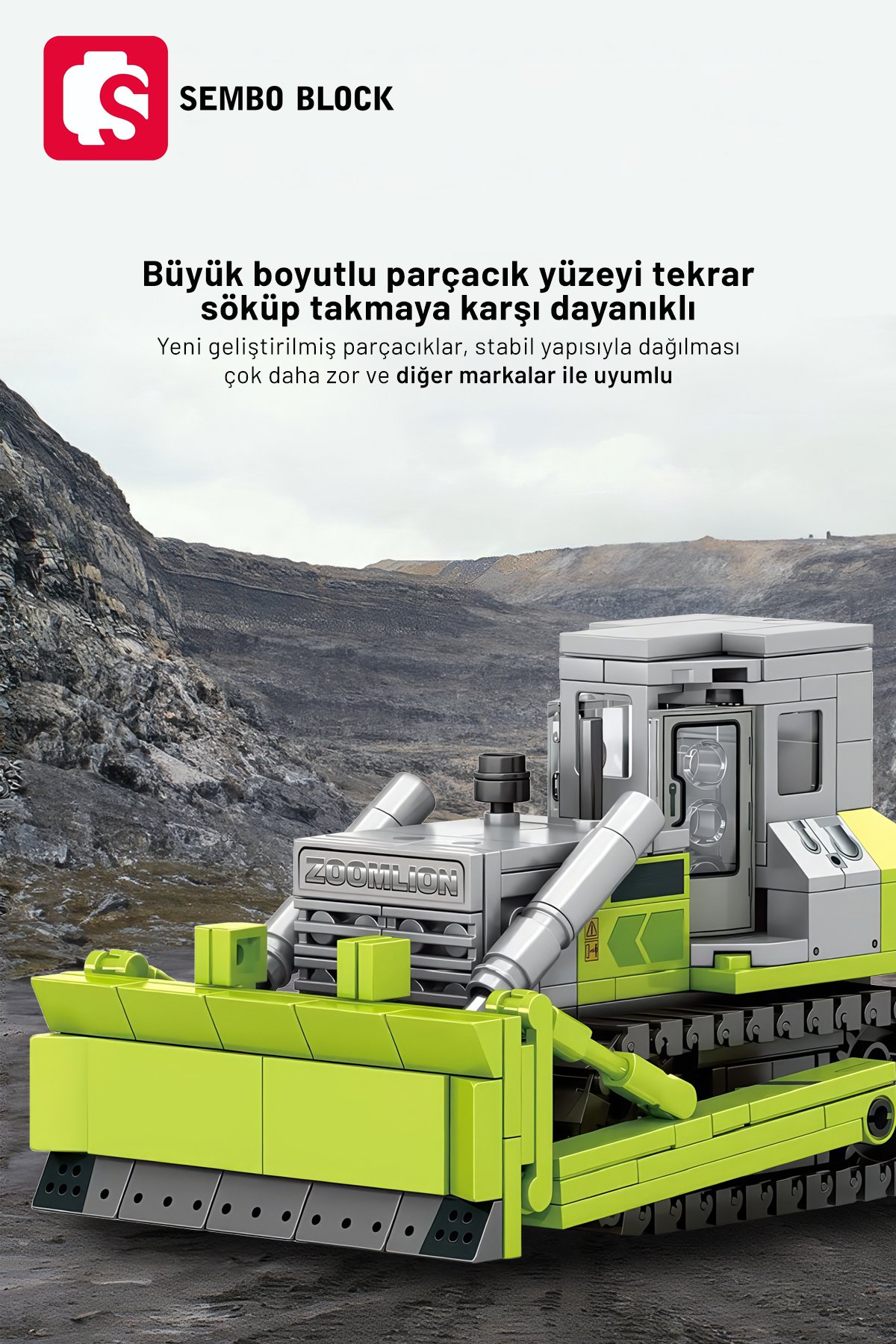 Zoomlion Lisanslı Mini Buldozer 280 Parça yapı blokları Lego ile uyumlu (705102)