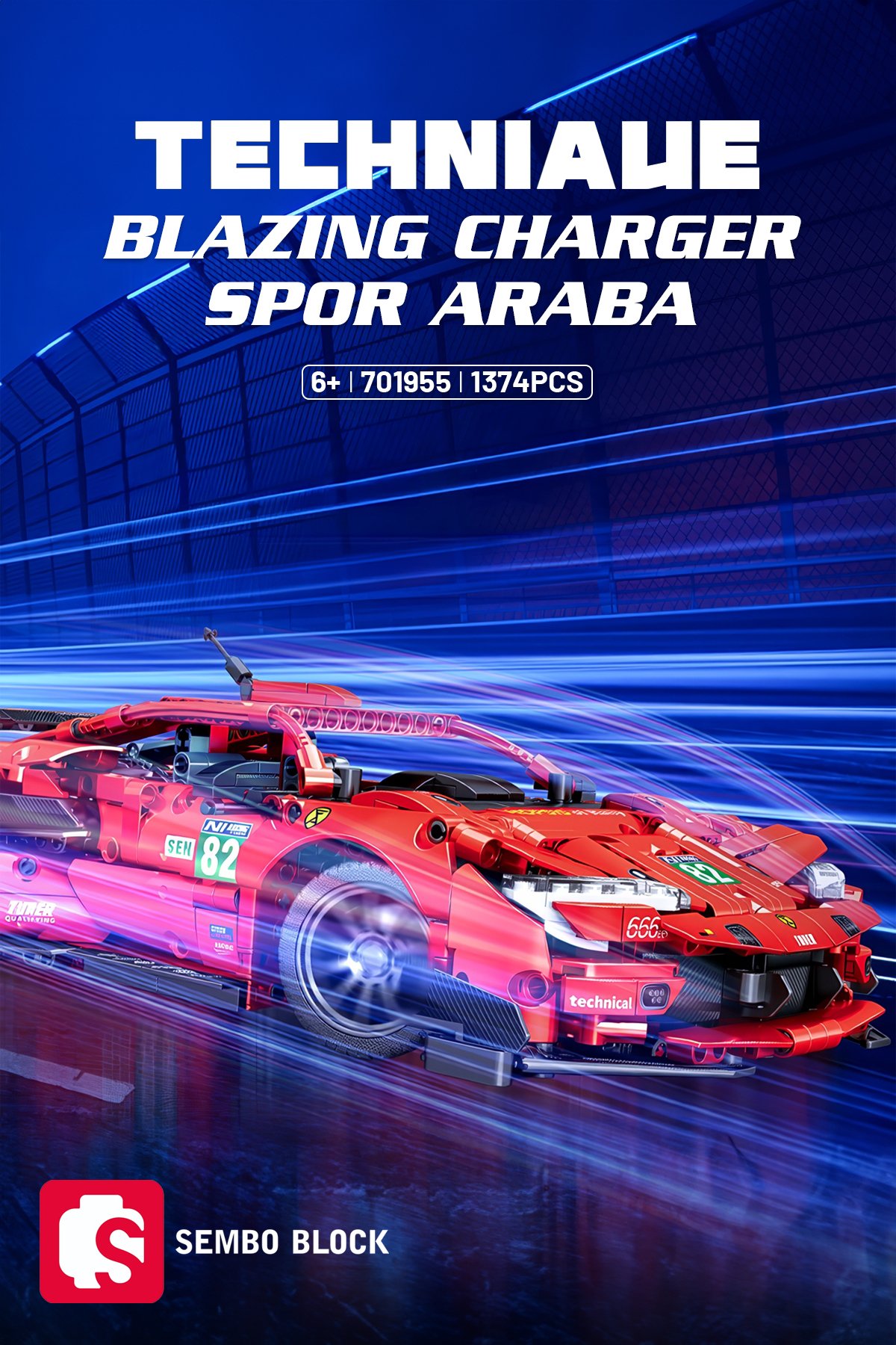 Blazing Charger Araba 1:14 1374 Parça yapı blokları Lego ile uyumlu (701955)