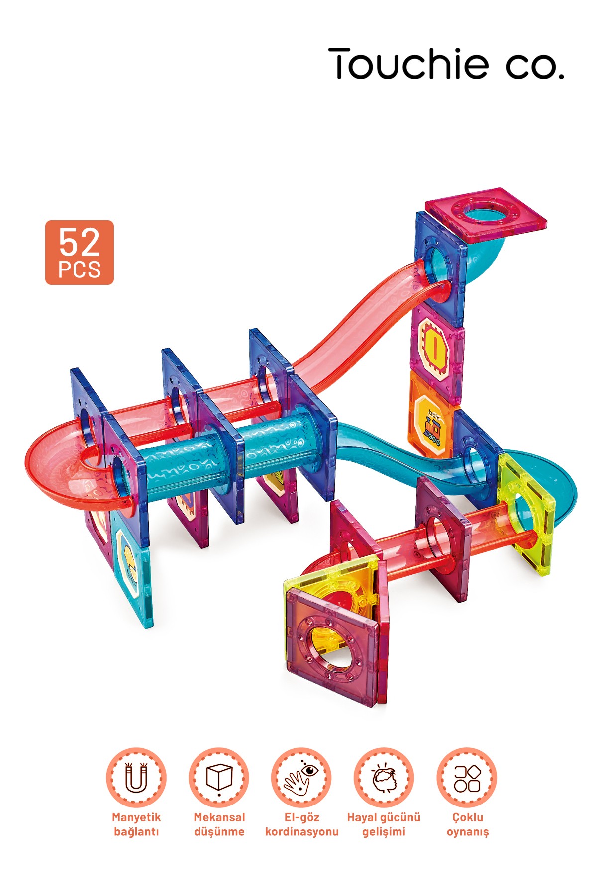 Mıknatıslı manyetik yapı blokları 52 Parça Marble run Stem oyuncak seti