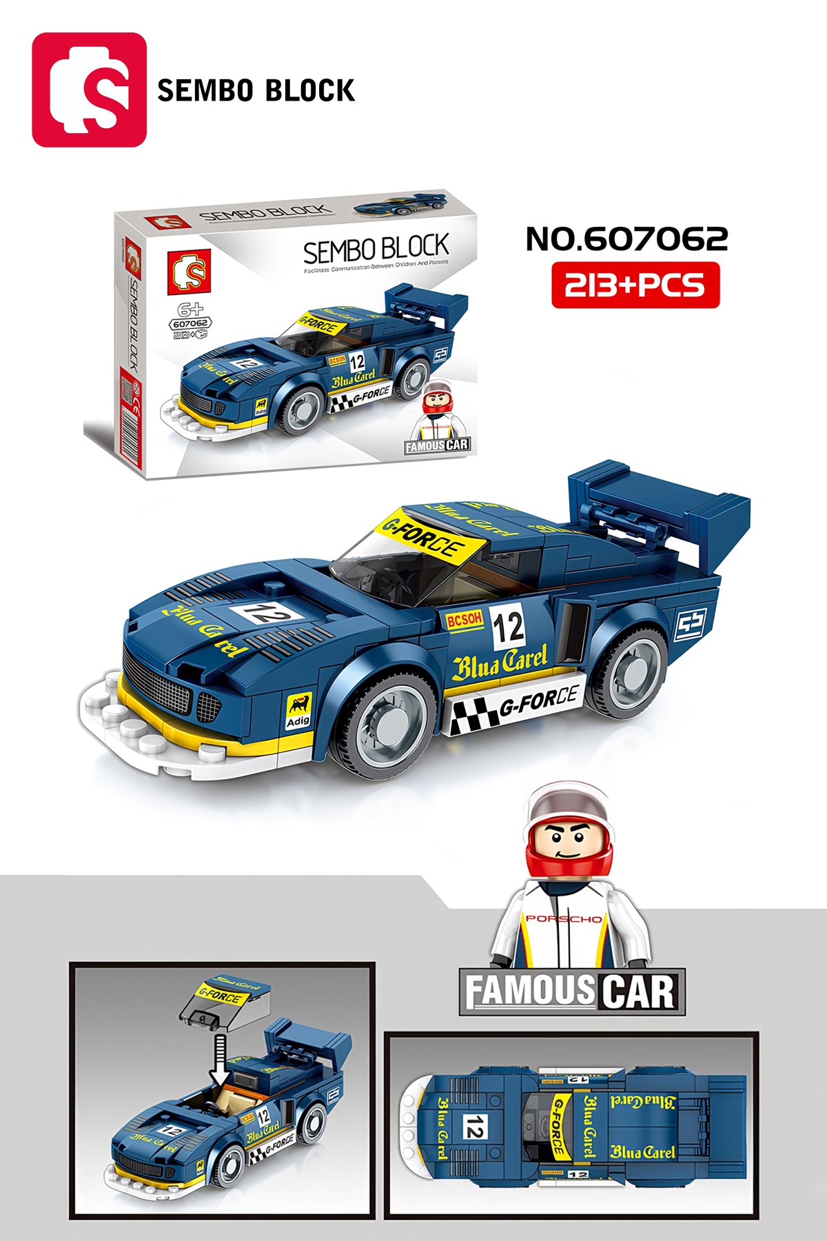 Porsche 953 K3 Yarış Arabası 209 Parça yapı blokları Lego ile uyumlu (607062)