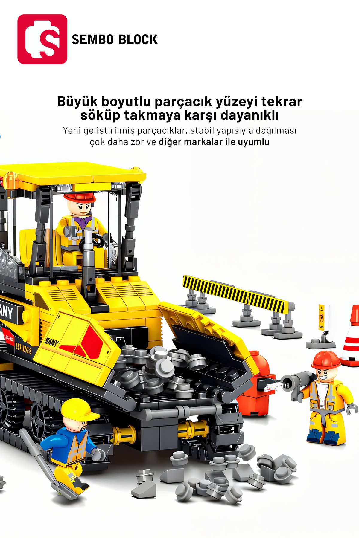 Sany Lisanslı SSP130C-8 Asfalt dökme Aracı 534 Parça yapı blokları Lego ile uyumlu (712020)