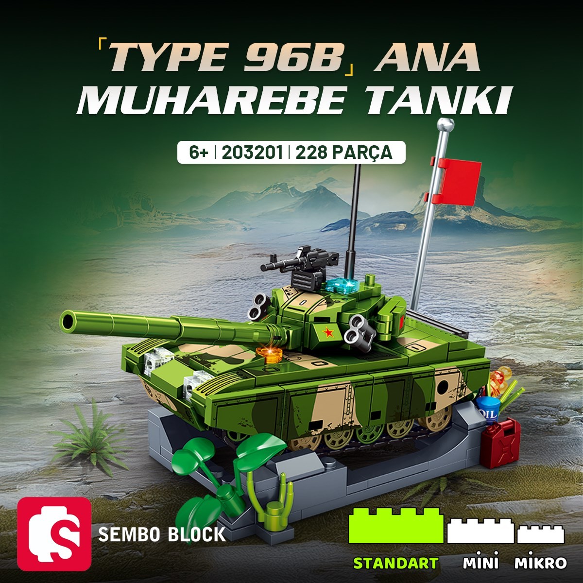 Sembo Block Type 96B Ana Muharebe Tankı Yapı Bloğu Seti 228 Parça