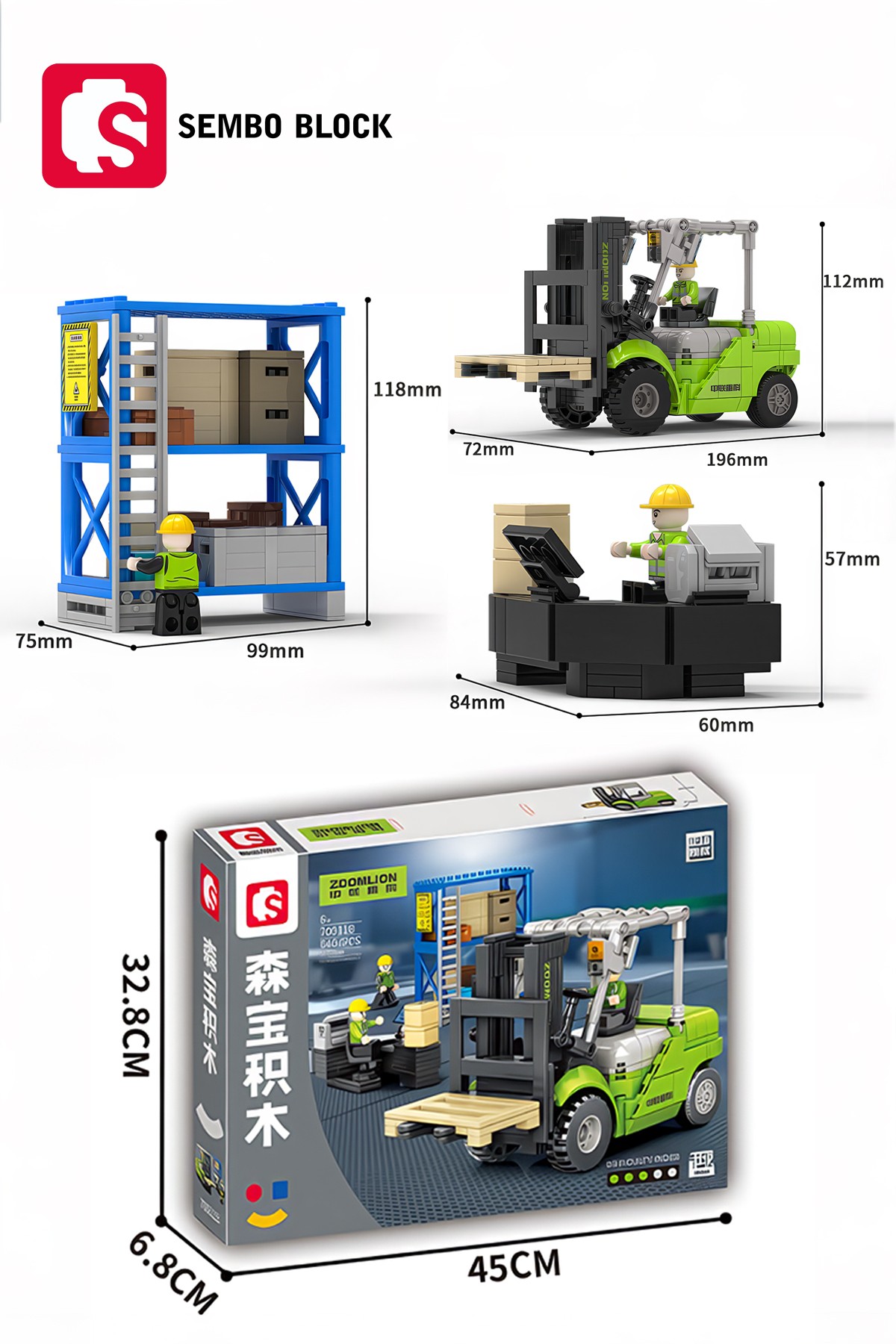 Zoomlion Lisanslı Forklift 646 Parça yapı blokları Lego ile uyumlu (705118)