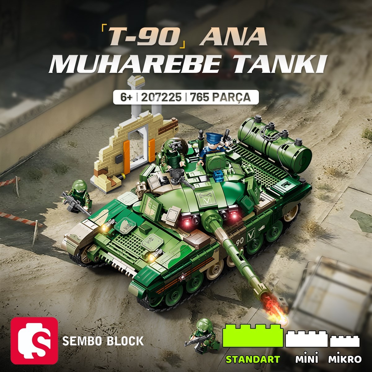 Sembo Block T-90 Ana Muharebe Tankı Yapı Bloğu Seti 765 Parça