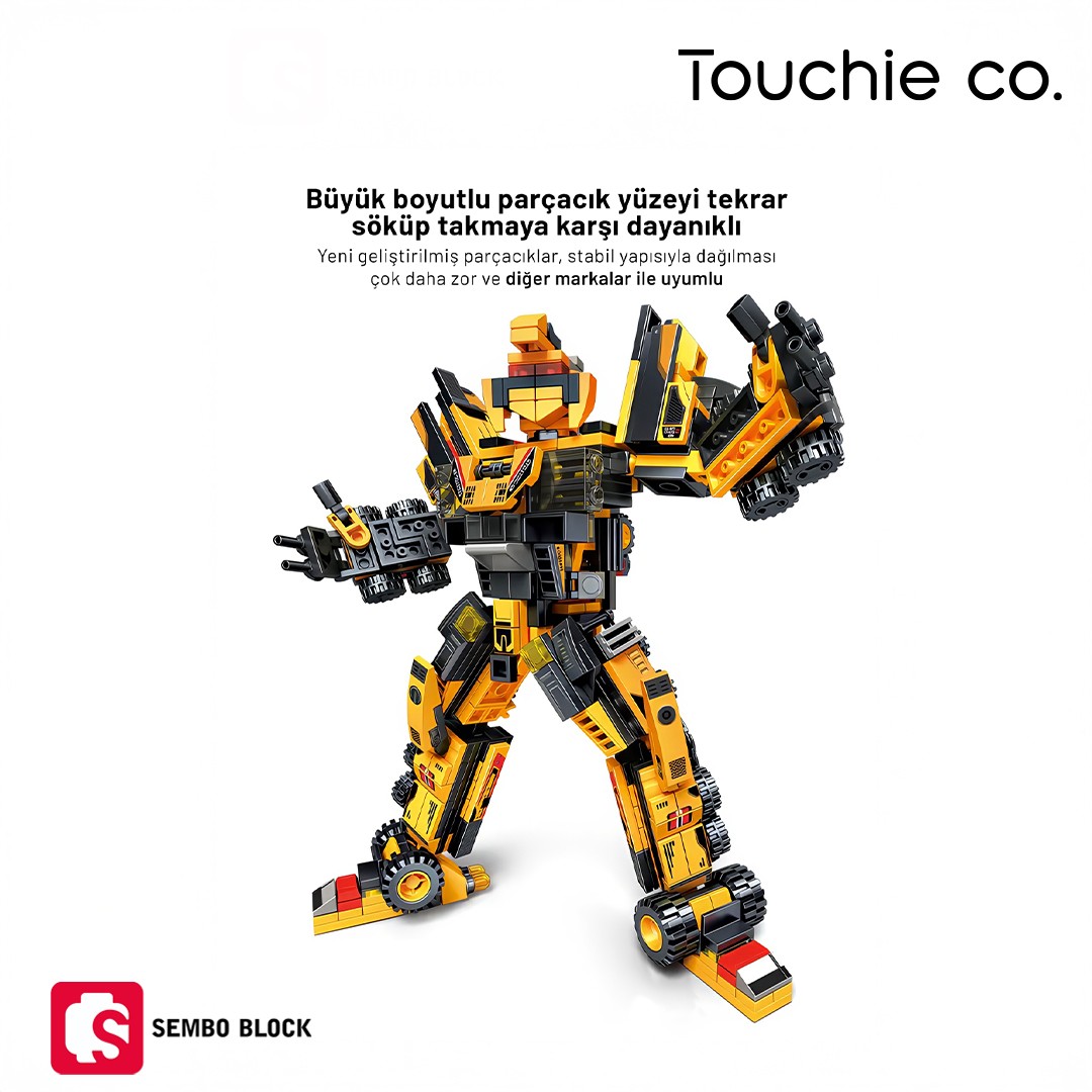 Sany Lisanslı 6'sı 1 Arada mühendislik robotu 583 parça yapı blokları Lego ile uyumlu (712009-712014)