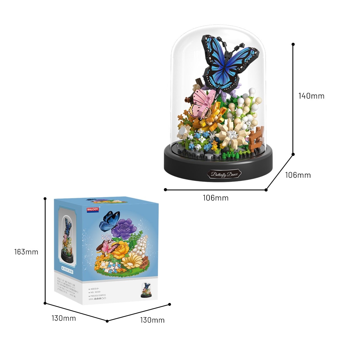 Balody Mini Bahçe Serisi Kelebeklerin Dansı Yapı Bloğu Seti (530 Parça)