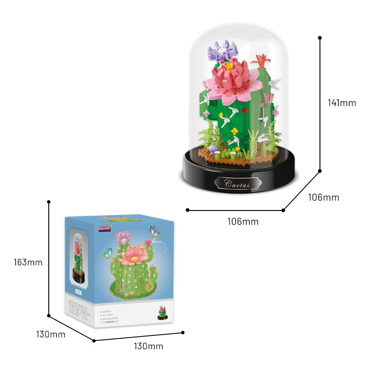 Balody Fanuslu Çiçek Serisi – Kaktüs Yapı Bloğu Seti – 615 Parça