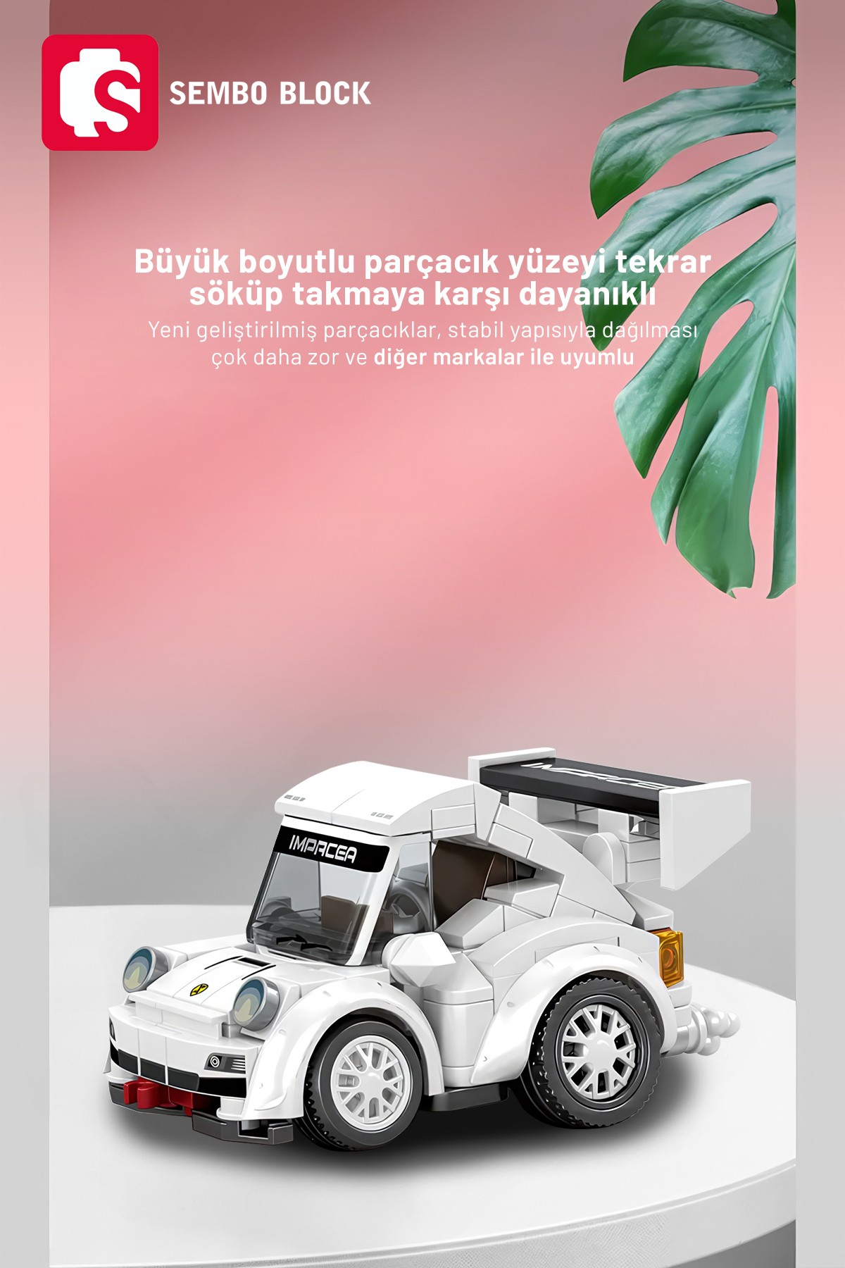 Mini Cars Beyaz yarış arabası 197 Parça yapı blokları Lego ile uyumlu (714507A)