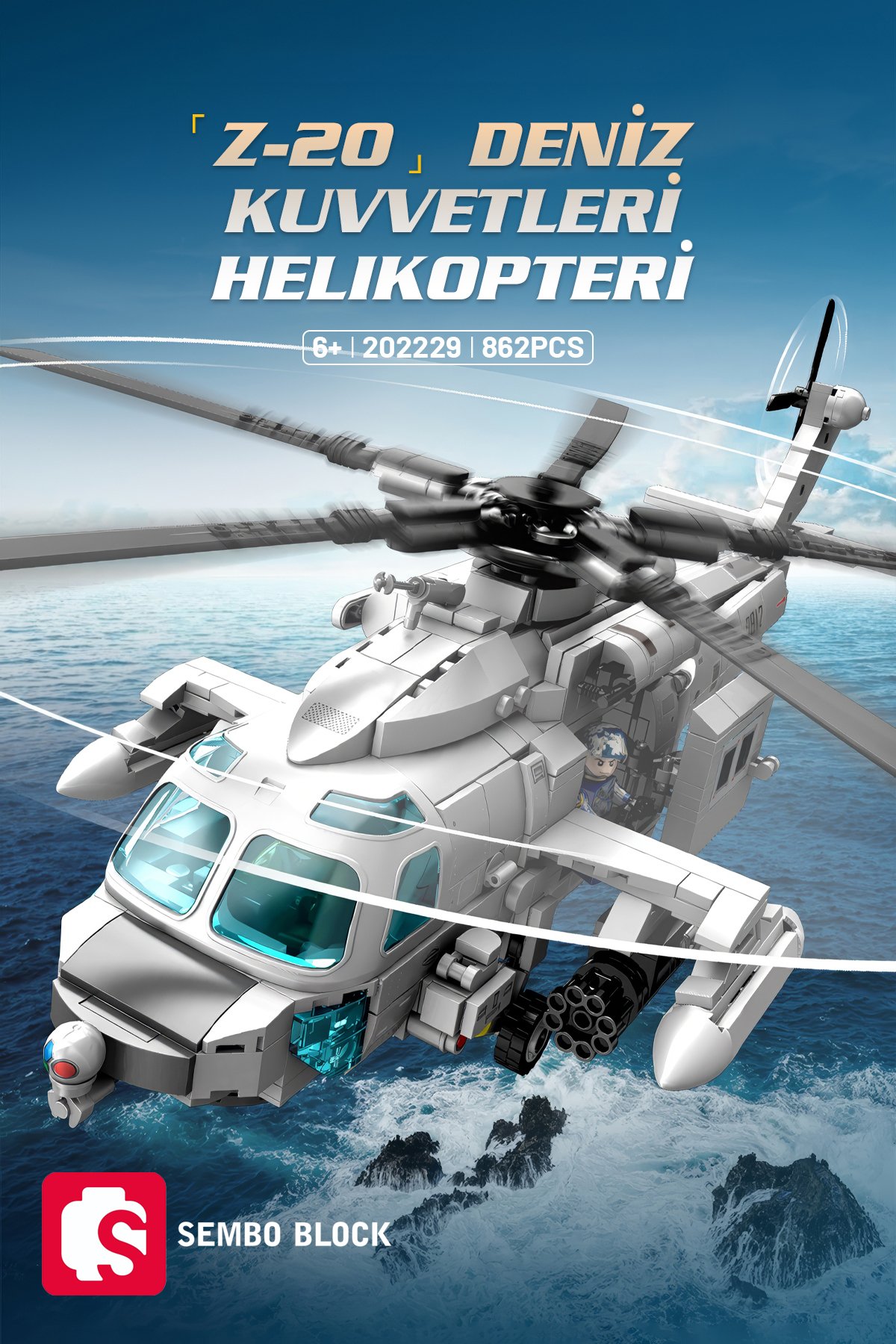 Z-20 Donanma Helikopteri 862 Parça yapı blokları Lego ile uyumlu (202229)