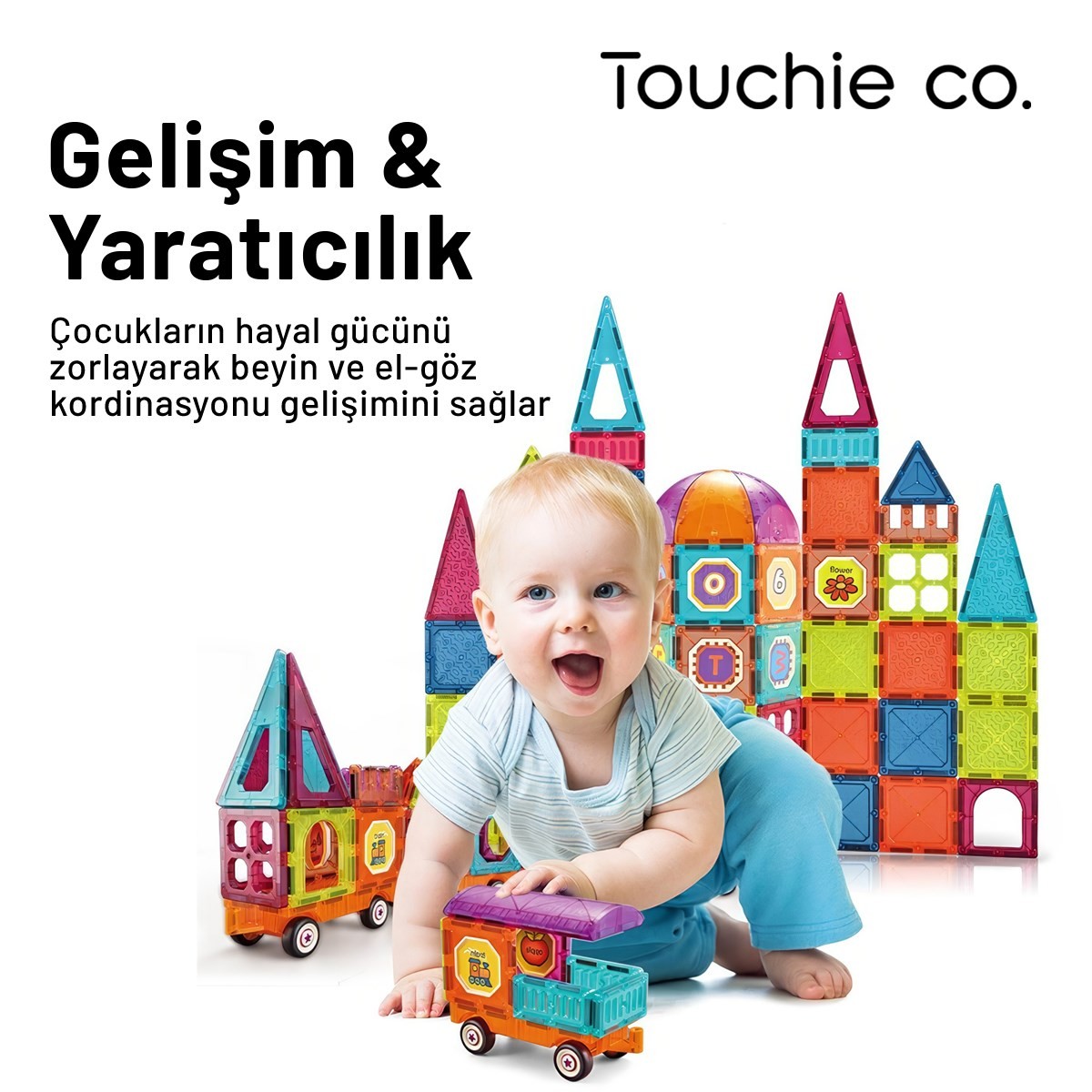 Renkli Kale ve Araç Manyetik Yapı Bloğu Seti 67 Parça