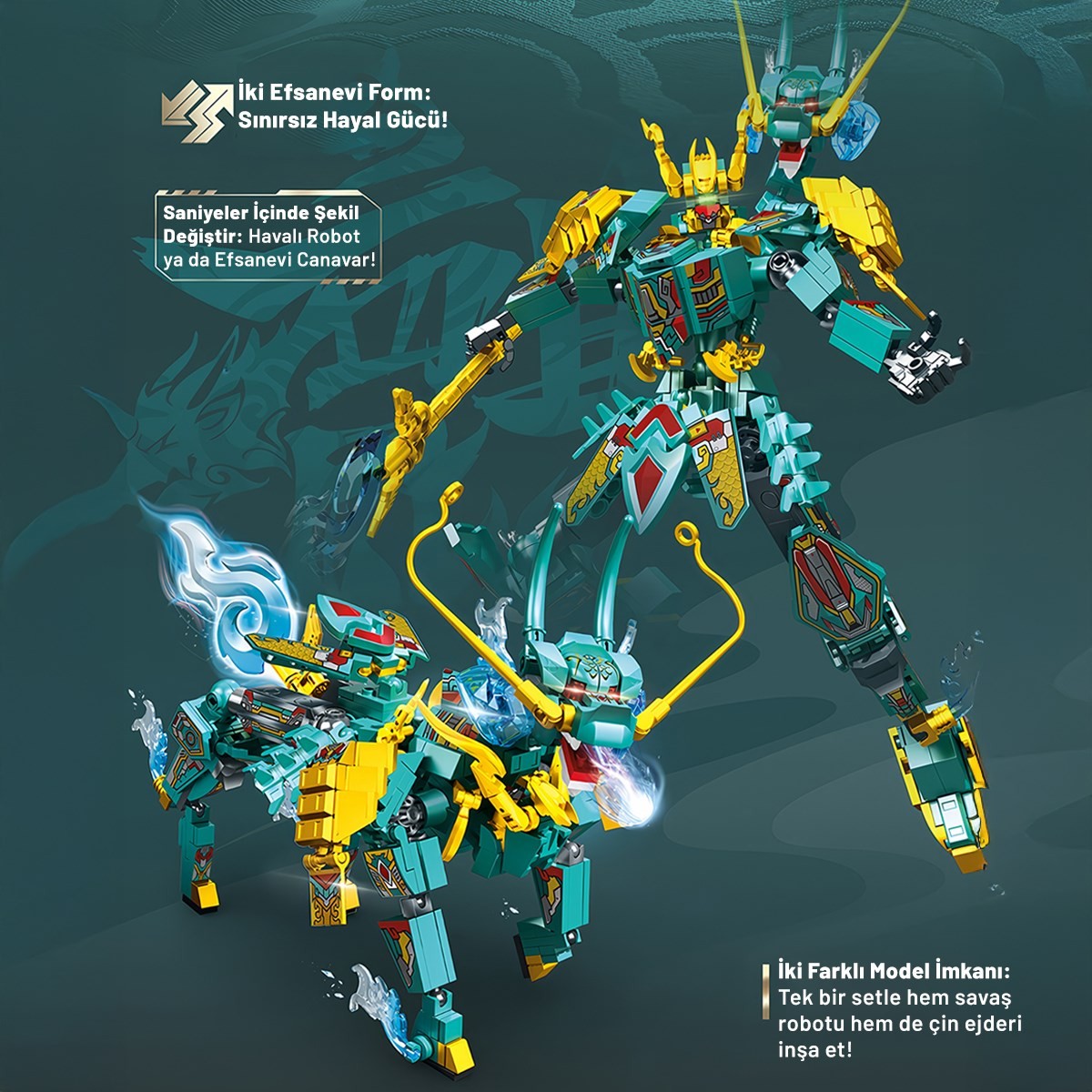Mystic Armor Çin Ejderi Figür Yapı Bloğu Seti 478 Parça