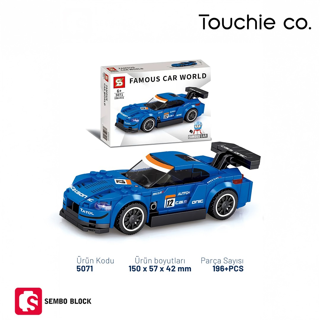 Famous Car Mavi Yarış arabası 196 Parça yapı blokları Lego ile uyumlu (5071)