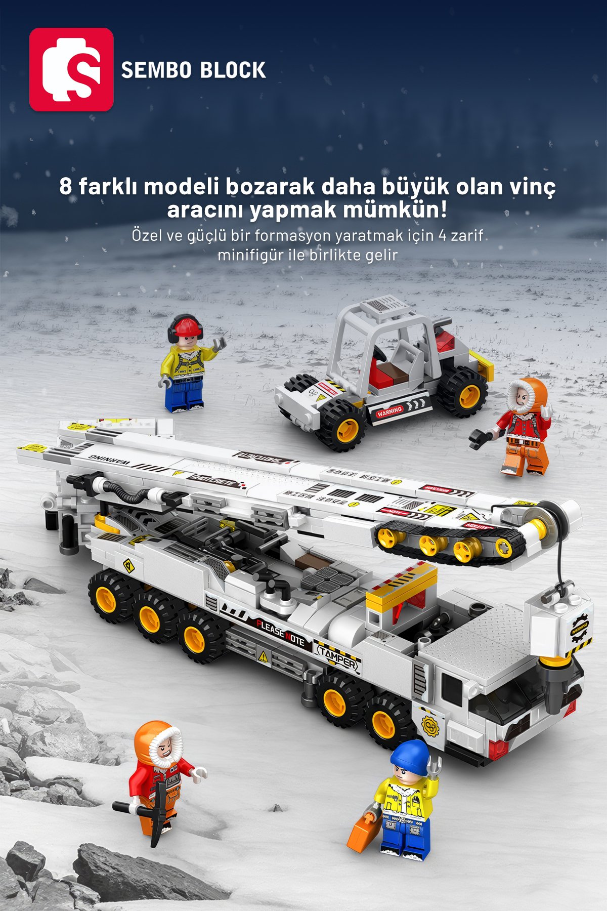 8'i 1 arada Kar Kurtarma seti 993 Parça yapı blokları Lego ile uyumlu(2752-2759)