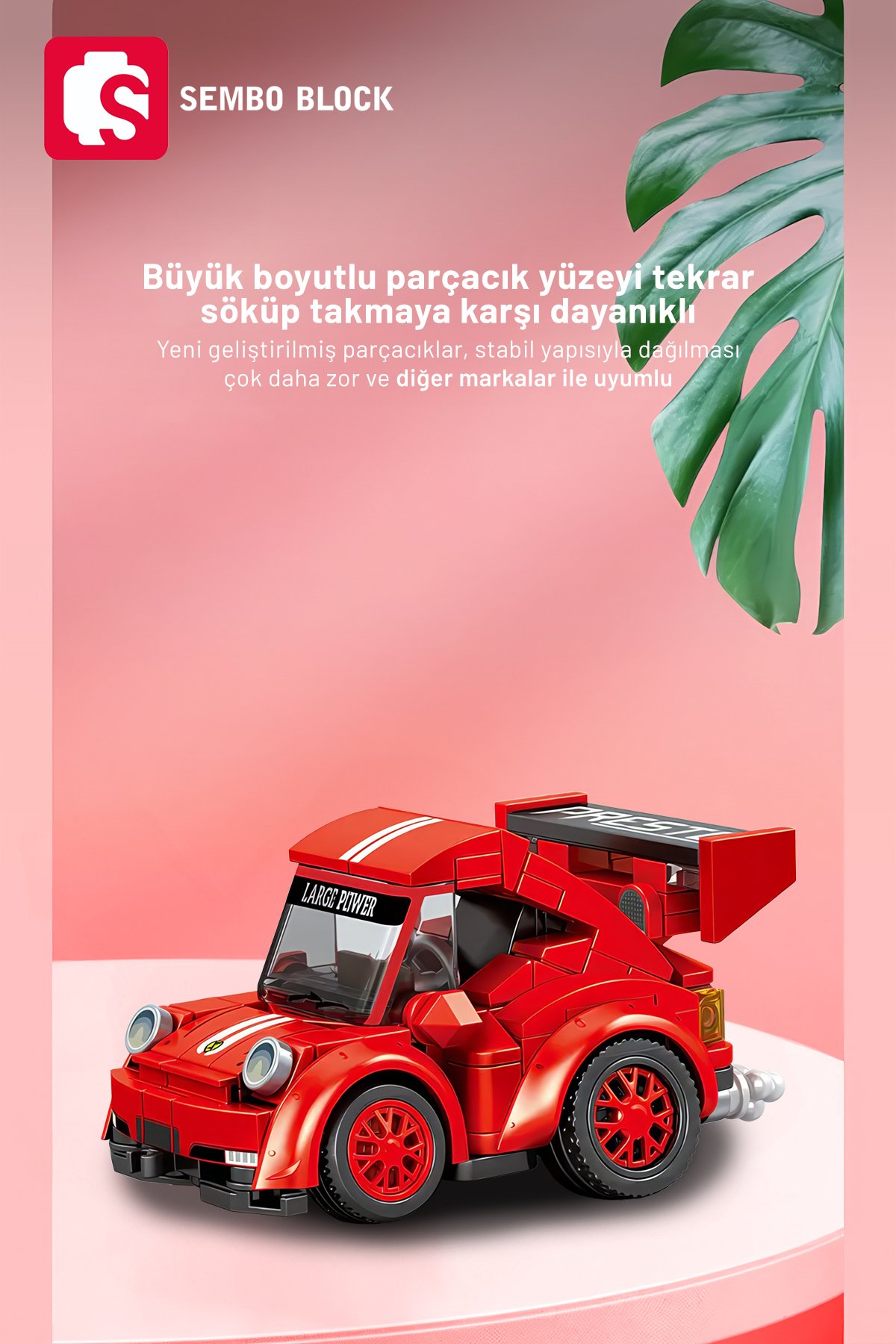 Mini Cars Kırmızı yarış arabası 197 Parça yapı blokları Lego ile uyumlu (714504A)