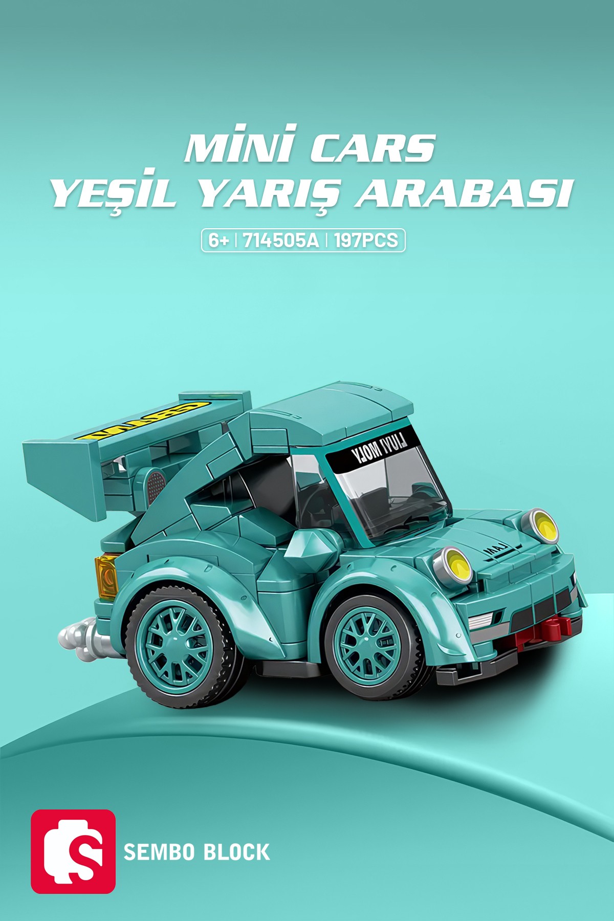 Mini Cars Yeşil yarış arabası 197 Parça yapı blokları Lego ile uyumlu (714505A)