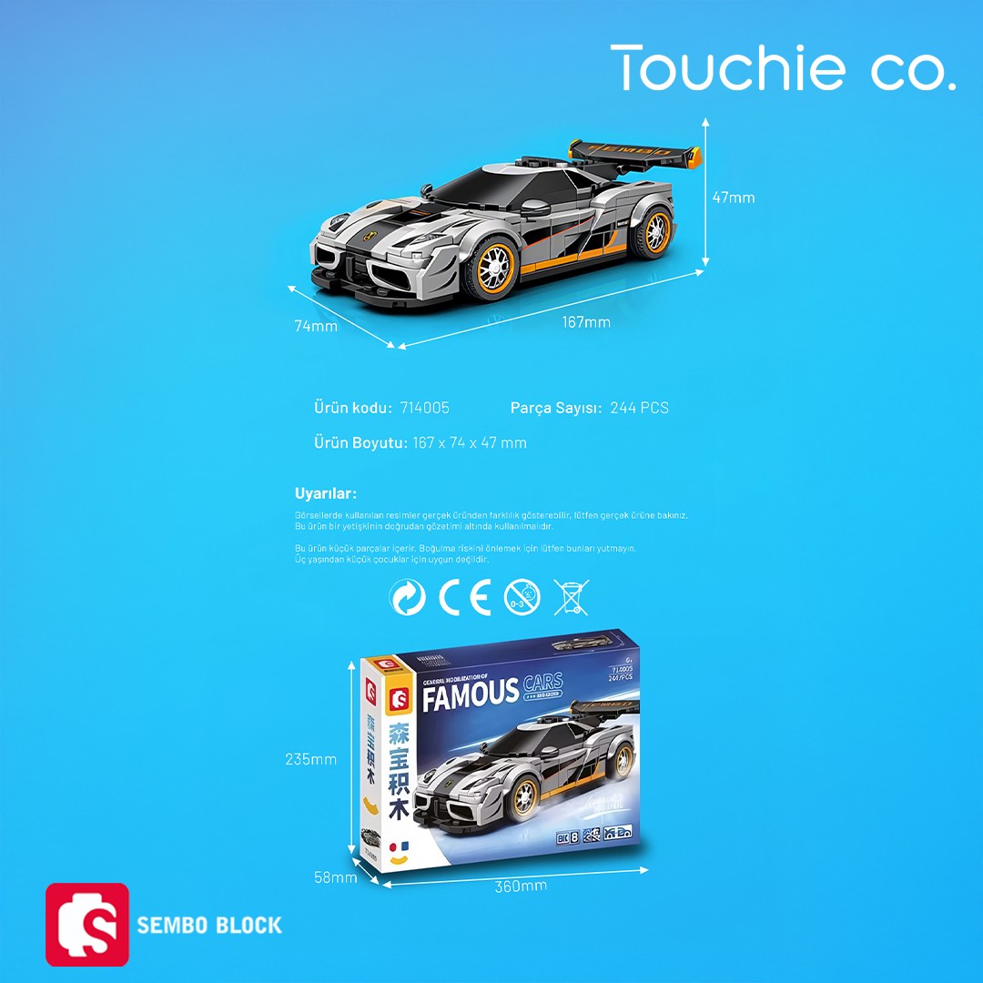 Famous Cars Koenigsegg One:1 244 Parça yapı blokları Lego ile uyumlu (714005)