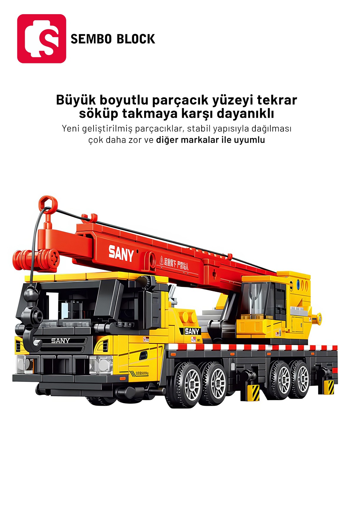 Sany Lisanslı Vinç 896 Parça yapı blokları Lego ile uyumlu (712036)