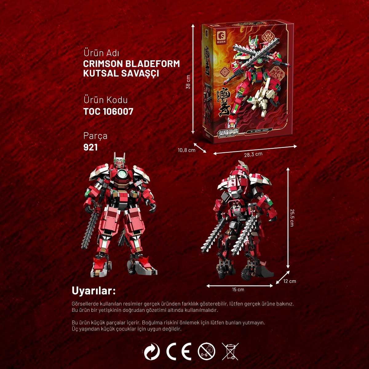Sembo Block Crimson Bladeform Kutsal Savaşçı Yapı Bloğu Seti - 921 Parça