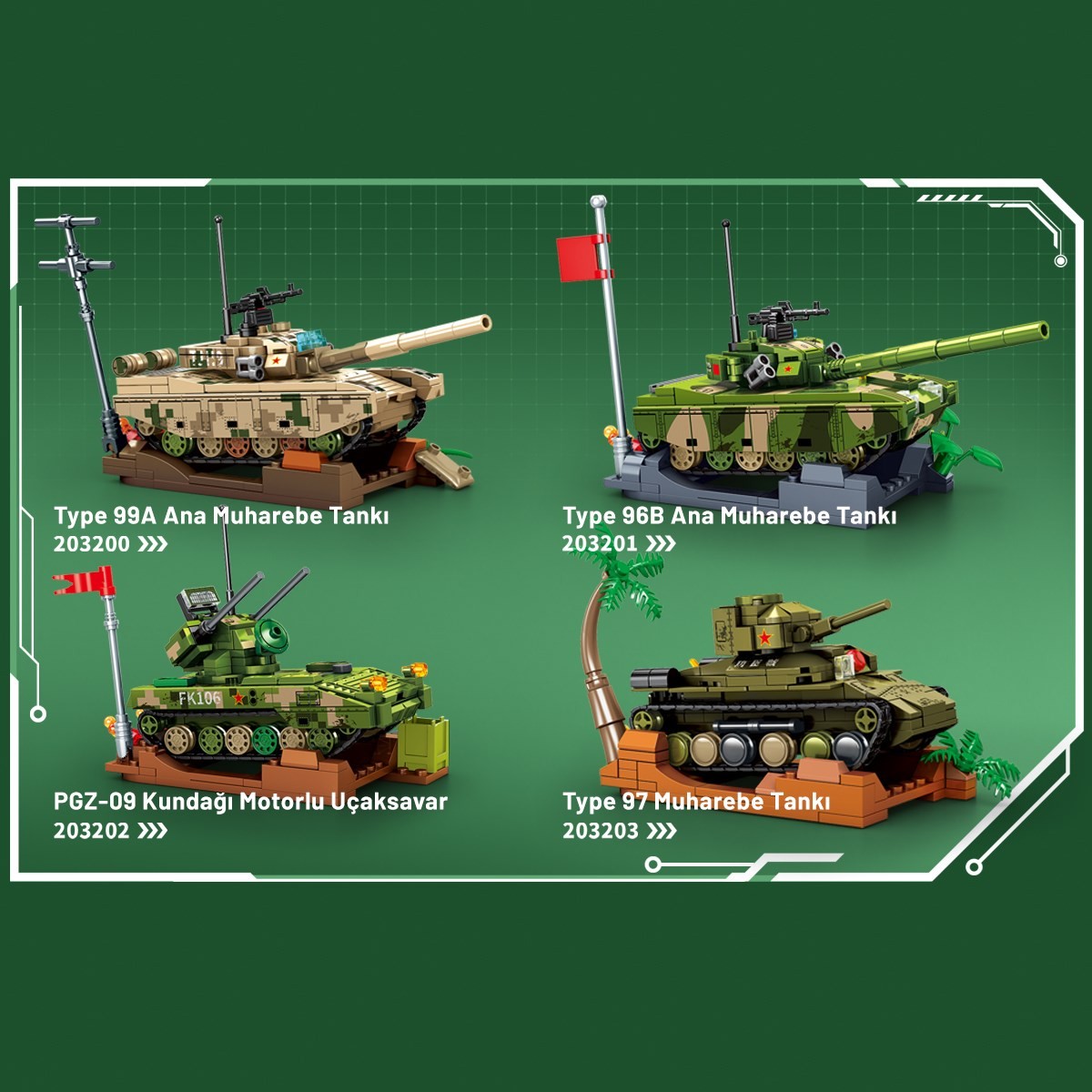 Sembo Block Type 96B Ana Muharebe Tankı Yapı Bloğu Seti 228 Parça